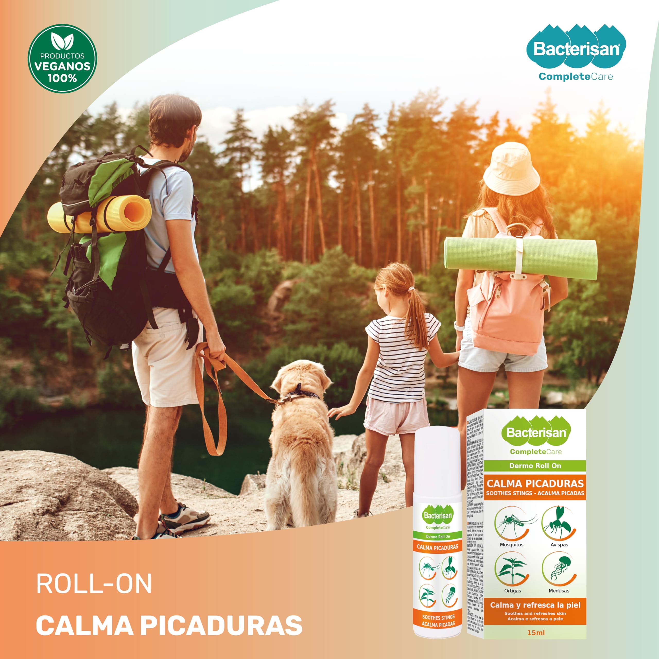 BACTERISAN Dermo Roll On, lenisce le punture d'insetto, allevia il prurito e lenisce la pelle, effetto rinfrescante, adatto a bambini e adulti 15 Ml, trasparente