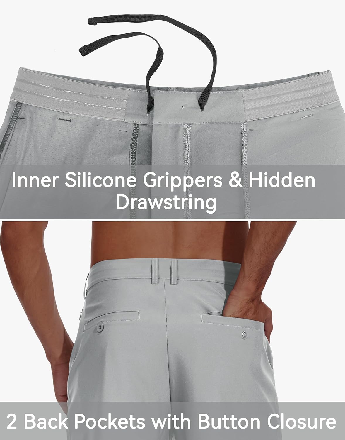 JWM Men's Golf Shorts 8" 11" Stretch Lightweight Hybrid Casual Dress Work Long Short with Zipper Pocket Flat Front Quick Dry - Image 4