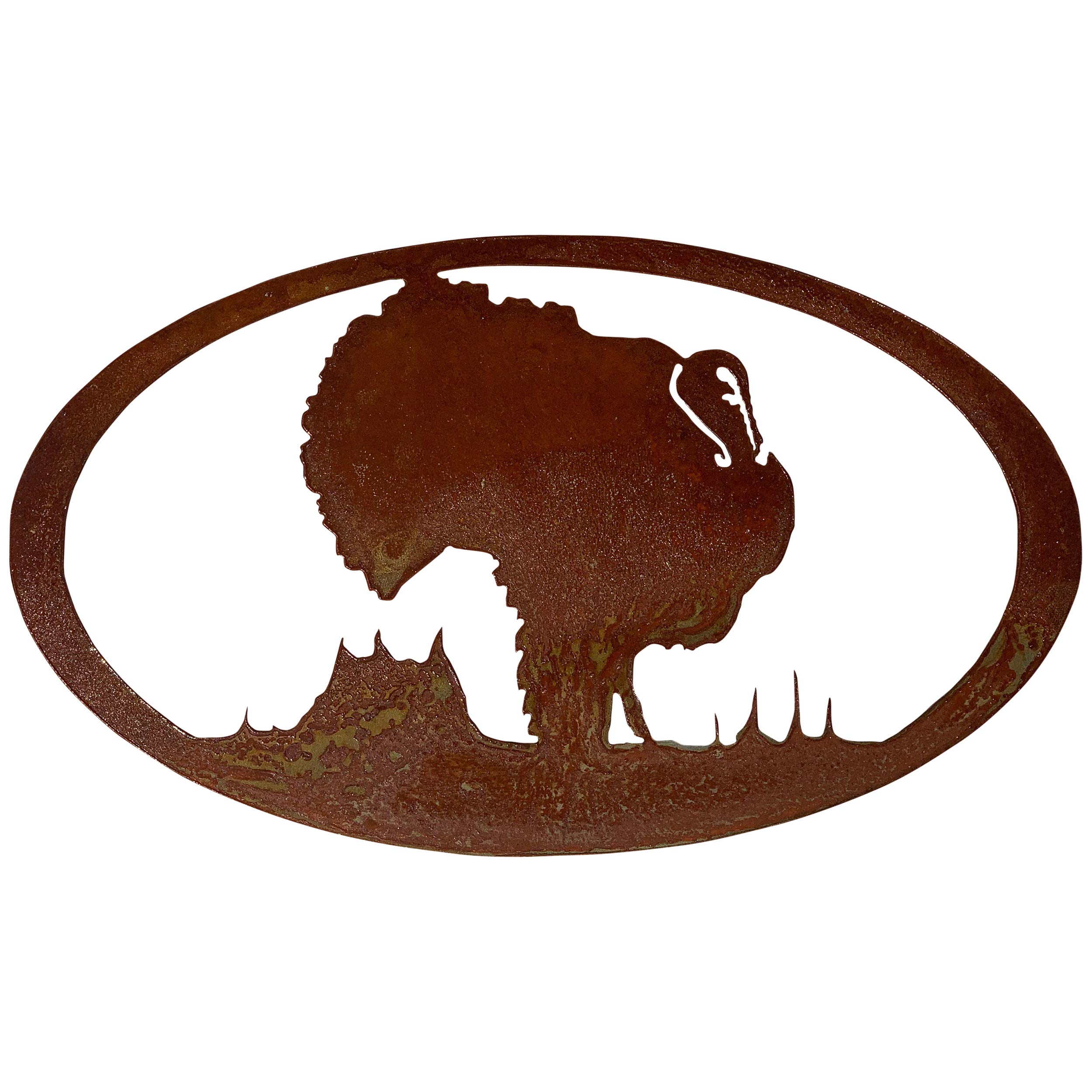7055 Inc Rustic Elements Turkey Oval Metal Wall Art, Natural Rust Patina