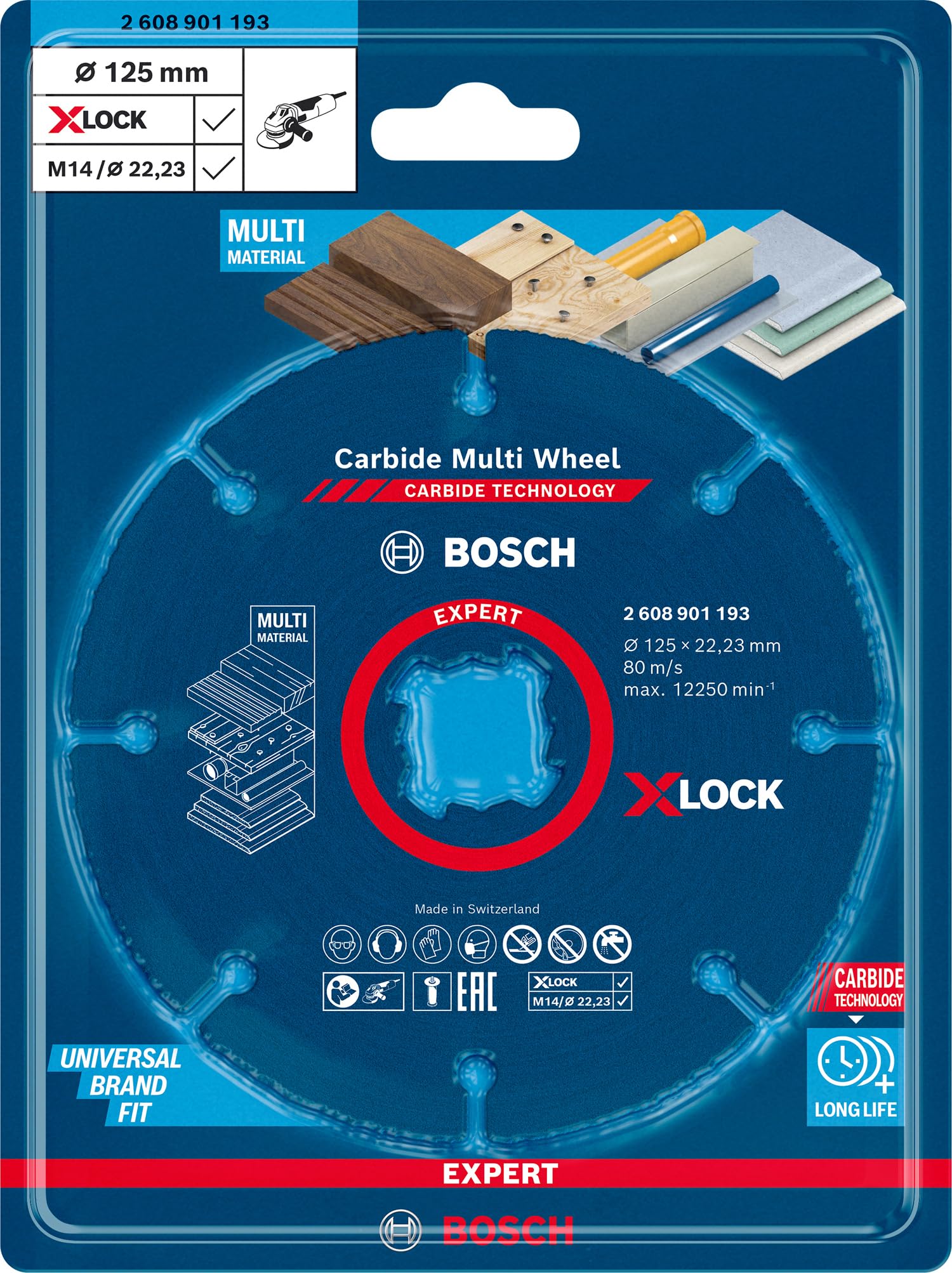 Bosch Professional 1x Mole da Taglio X-LOCK Expert Carbide Multi Wheel (Diametro 125 x Spessore mm 1,0 mm, Accessorio Smerigliatrice Angolare)