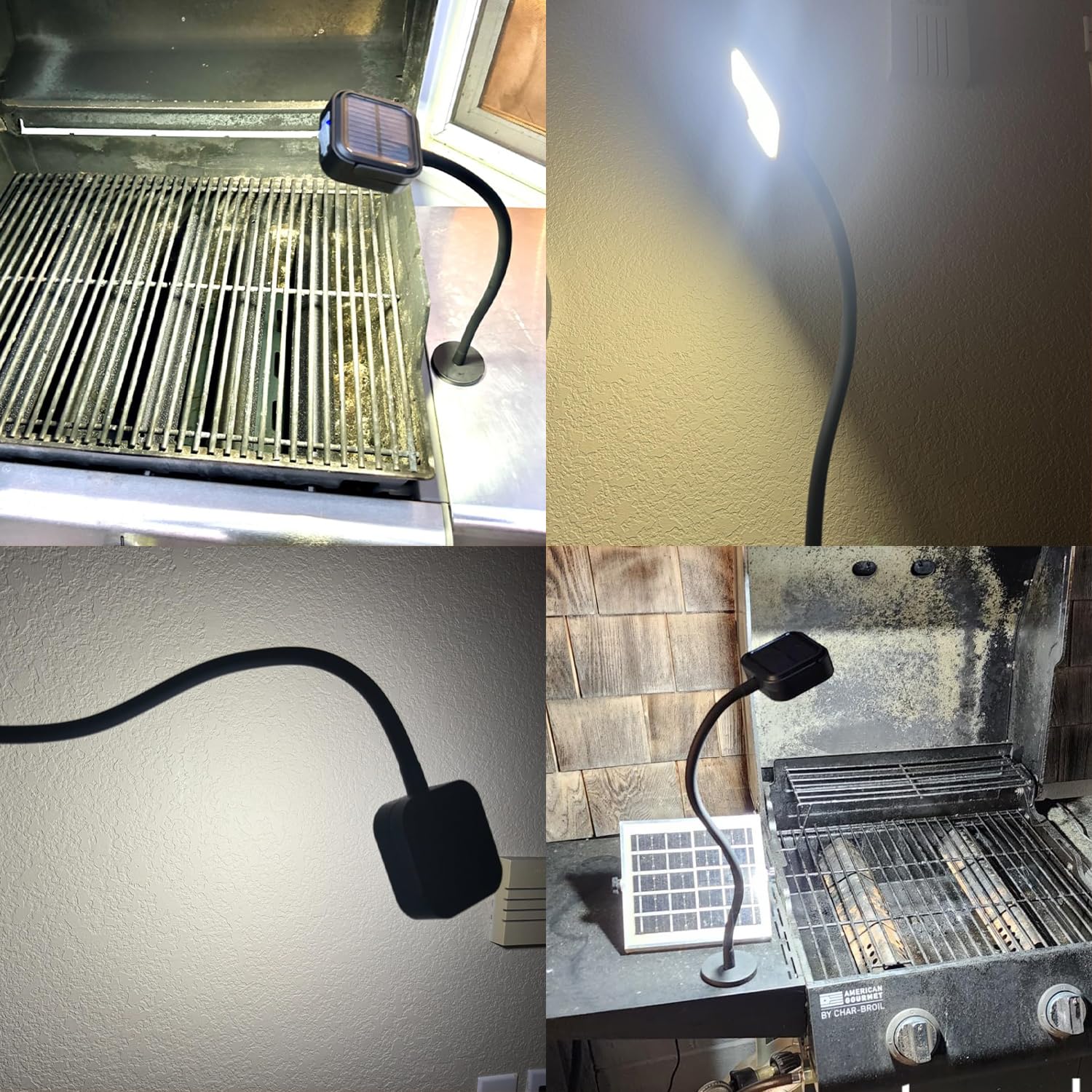 Wiederaufladbare Grilllichter, breitere Beleuchtung, magnetische Grilllichter, superhelle 24 LED-Grillbeleuchtung, flexibler Schwanenhals BBQ Licht, Solargrillzubehör für Blackstone Weber Traeger Pit