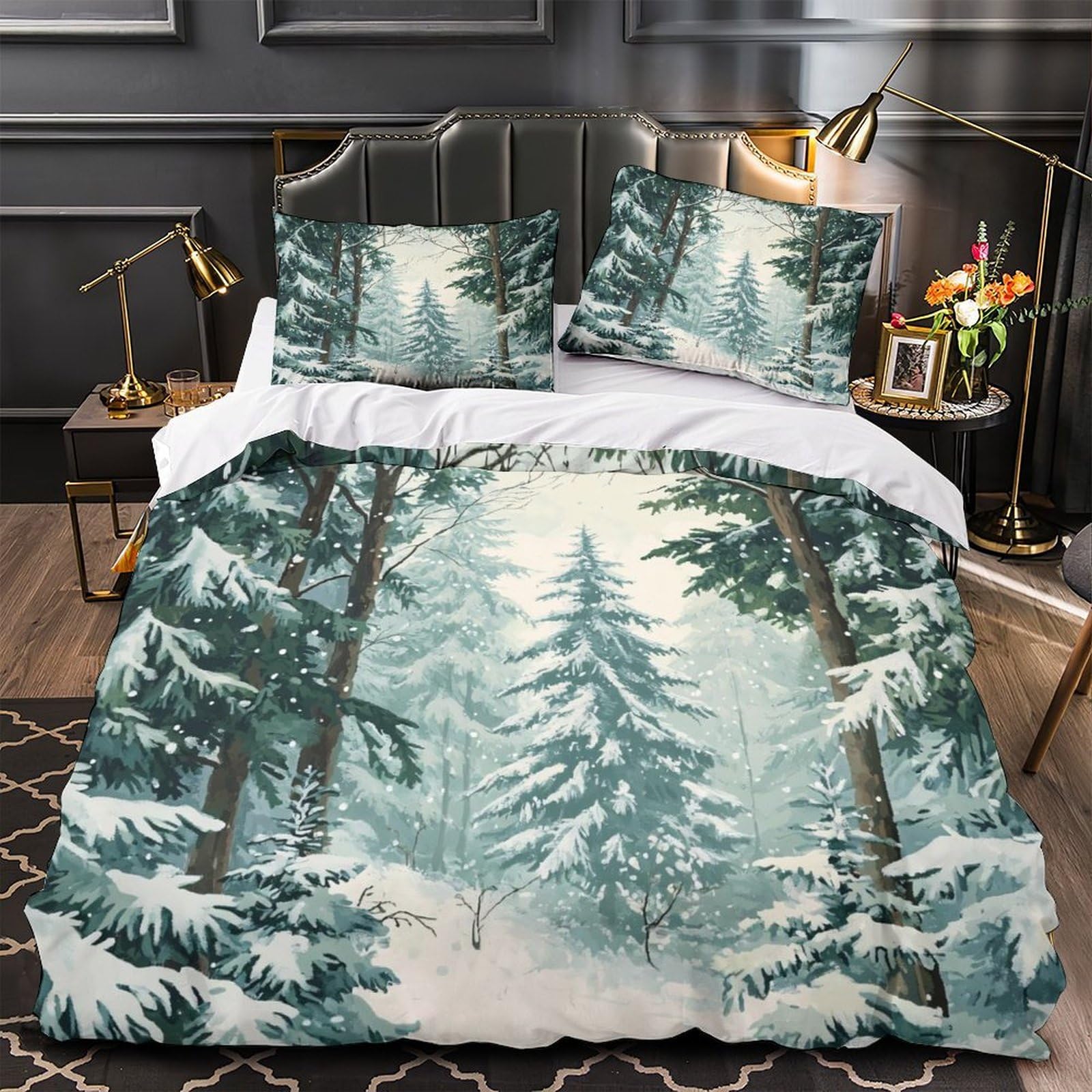 Parure de lit hypoallergique microfibre douce forêt 135x200
