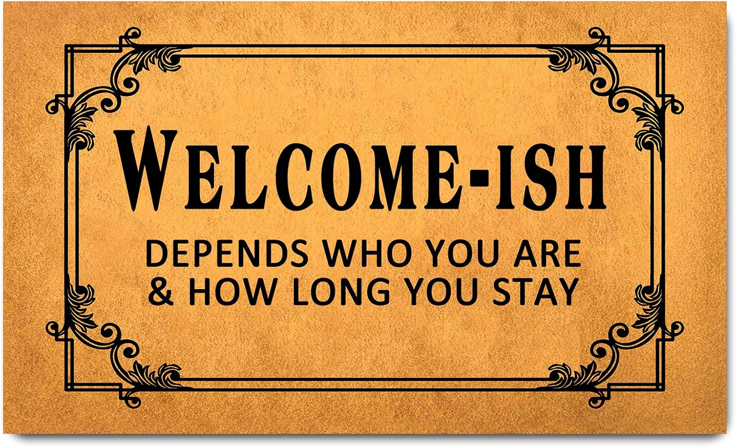 FunXiLin Funny Welcome Door Mats for Home Decor (17.7 x 29.5 inch) Gift Mats with Anti-Slip Rubber Back Kitchen Rugs Personalized Doormat for Entrance Way(Welcome-ish Depends Who You are)