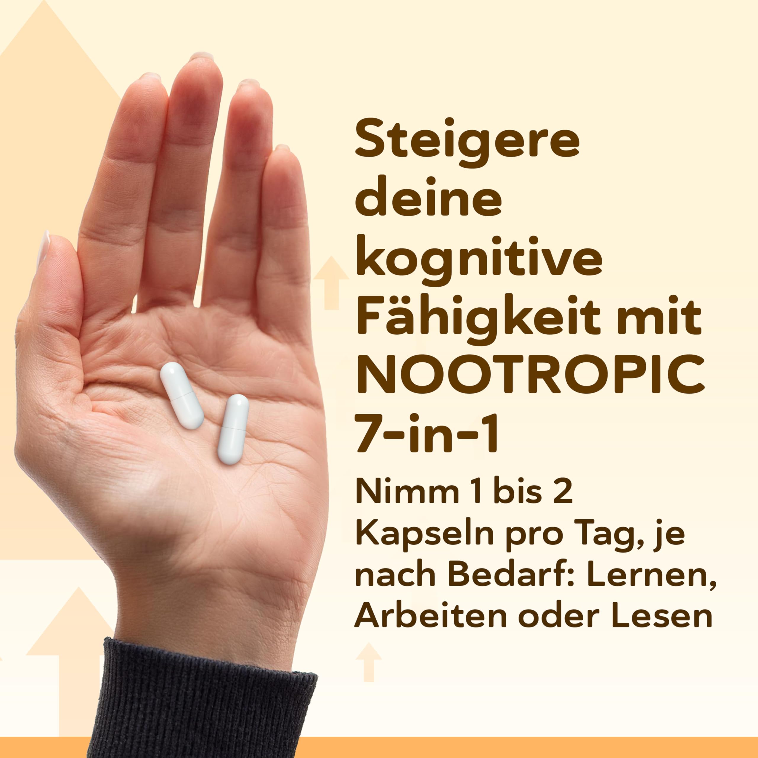 Nootropic – Fortschrittliche Formel zur Kognitiven Unterstützung mit Bacopa, Ginkgo, Tyrosin, Theanin, Koffein, B6 & B12