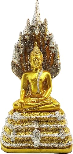 BUDDHO Buddha Pang Nak prok 8 pulgadas H. Estatua de Buda en la postura de NAGA Estatua de Buda tailandesa de resina de poliresina para decoración
