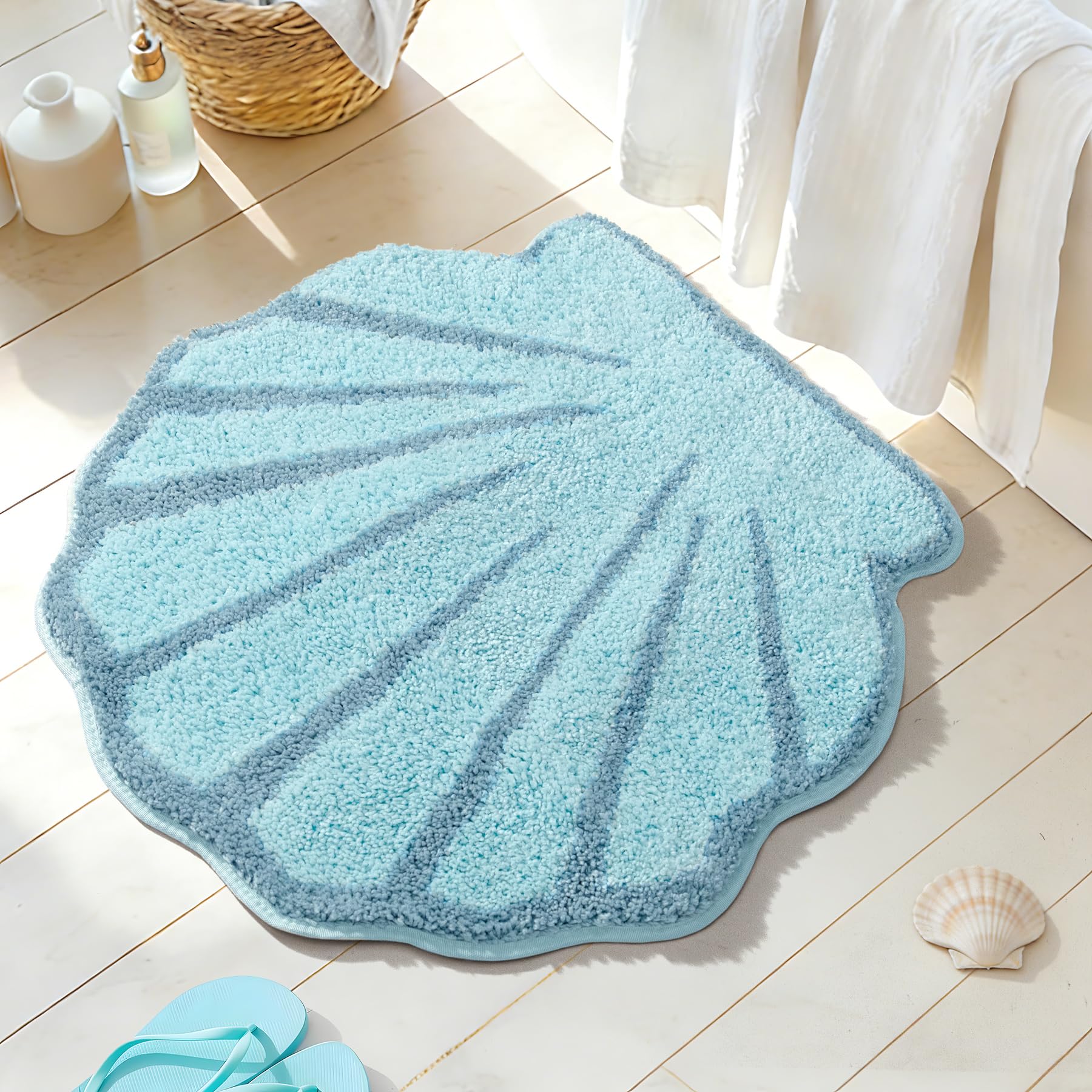 Amazon.com: Seashell Bathroom Rugs Non Slip Washable 23x23 coastal