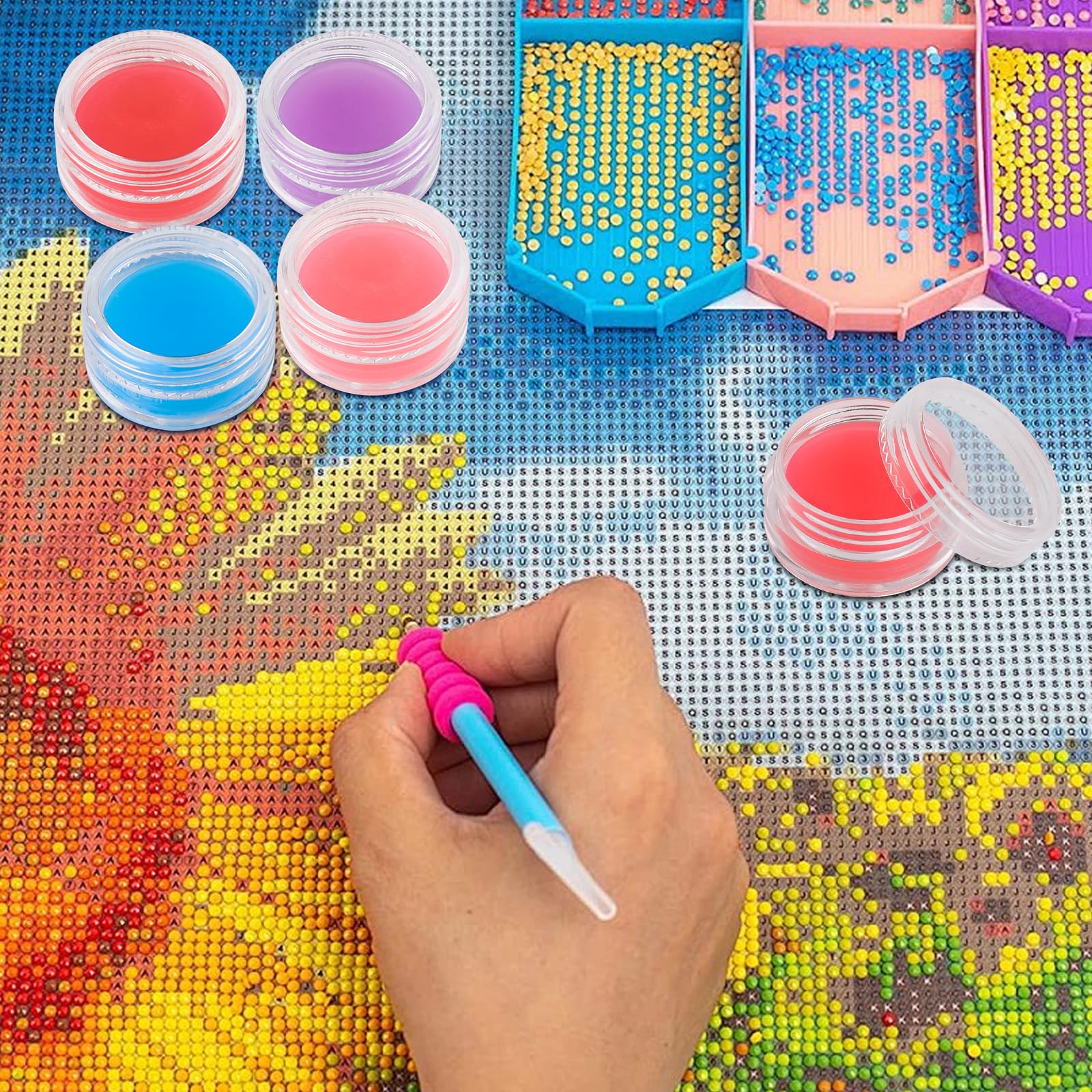 Harewu 80pcs Diamond Painting Glue Clay - 4 Colors, 2x2cm Silicone Wax For Diamond Art, Embroidery, Nail Decor