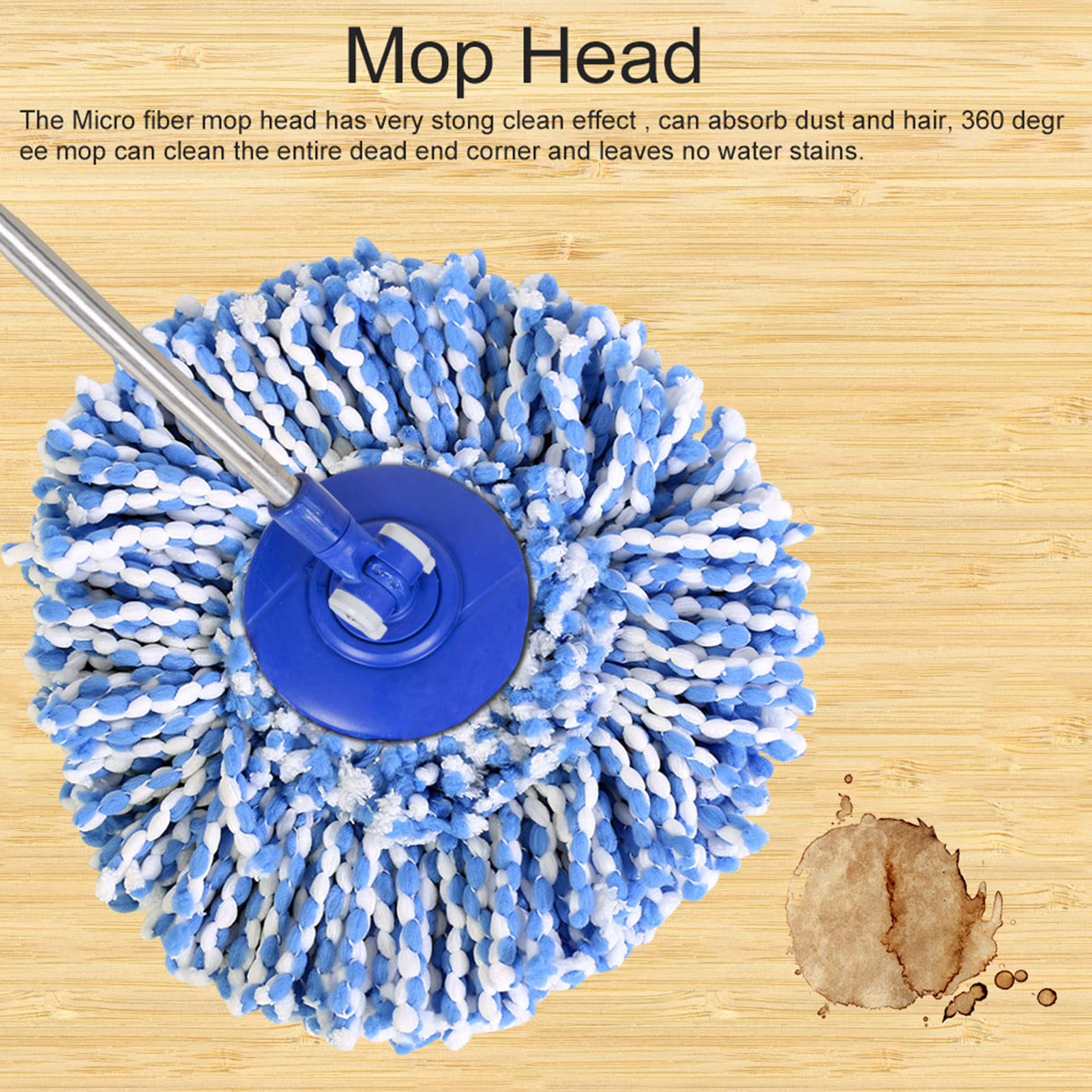 Spin Mop Head, Head Manufacturers Produce Haoshen mop Refills Microfiber Round Cotton Blue and White Replacement for Universal System Home Commercial Use (Blue White)