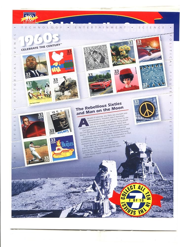 Amazon.com: USPS 1960's Celebrate The Century 33 Cent Sheet