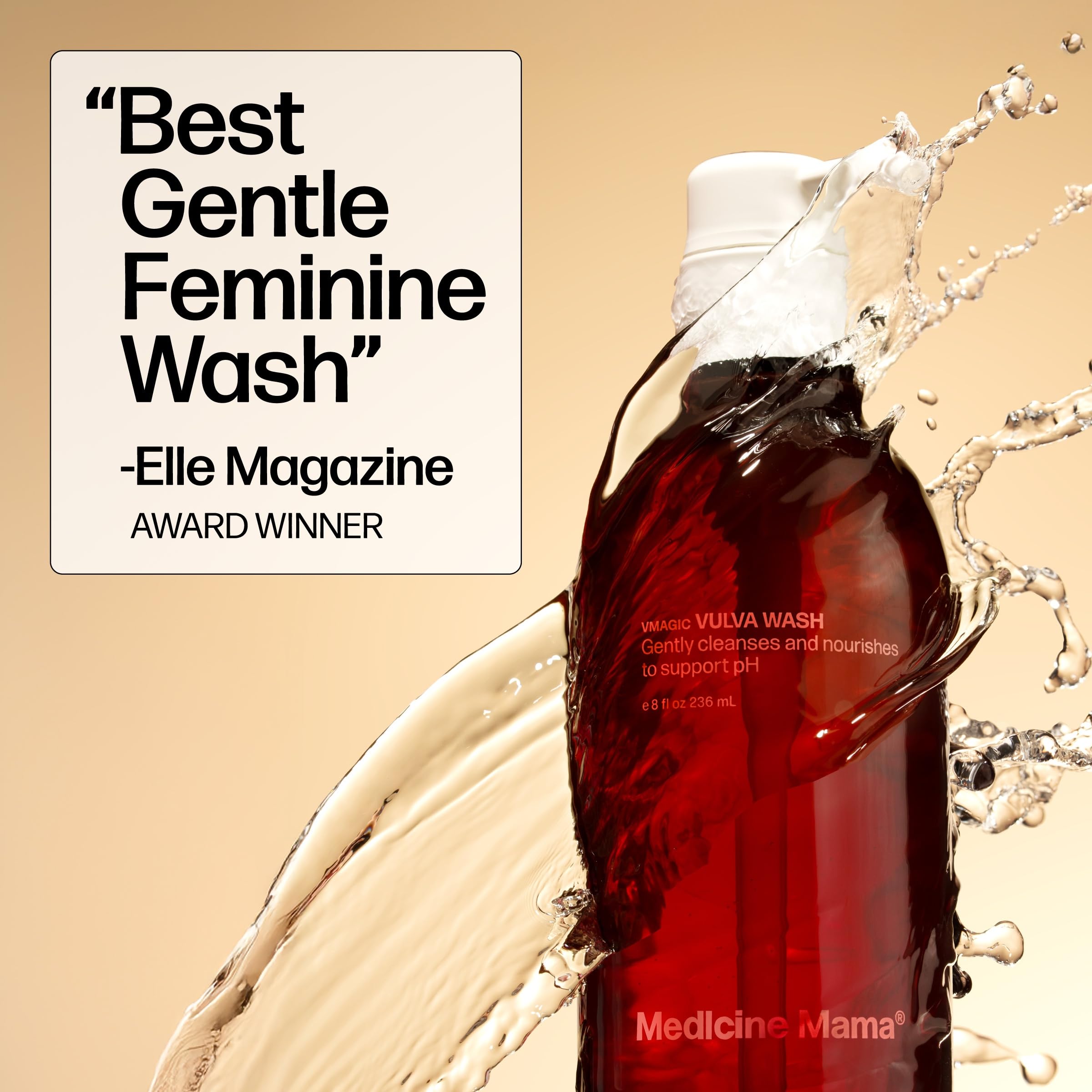 Medicine Mama's Apothecary Vmagic Gentle Feminine Wash pH Balanced to Cleanse and Rejuvenate Intimate Skin with Chamomile, Collagen, Vitamin E and Sage – Hormone Free — 8 oz