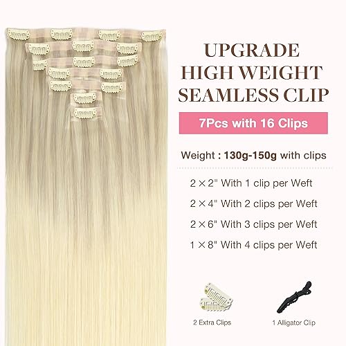 Miniatura 2 de GOO GOO Extensiones de cabello humano real con pinzas, extensiones de cabello humano Remy para mujer, cabello humano natural, 18 pulgadas, 4.130