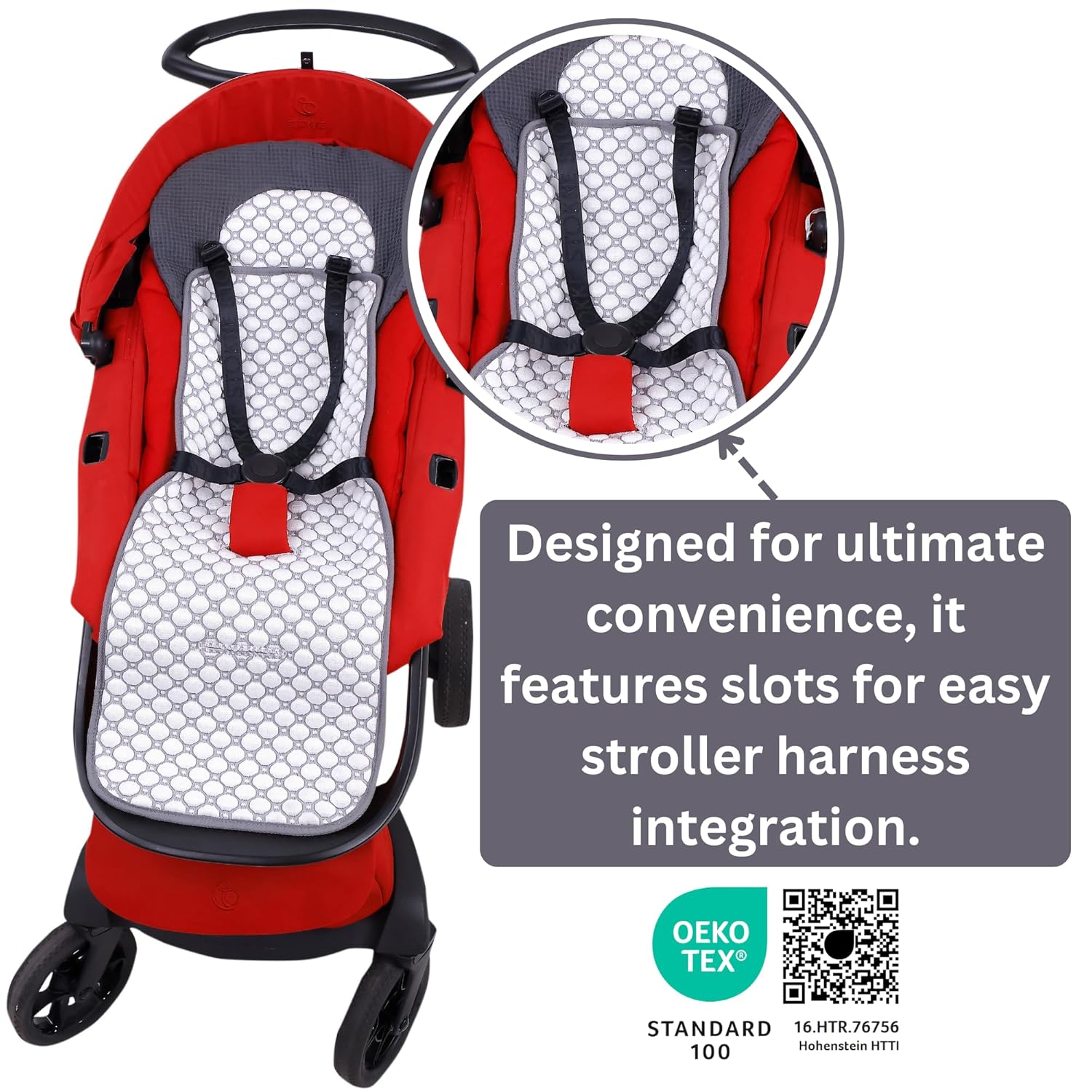 Iceberg Stroller Liner - 4D Iceberg Fabric, Quick-Dry, Universal Fit, Oeko-Tex Certified, Refreshing Comfort for Strollers (Grey, 5x29)