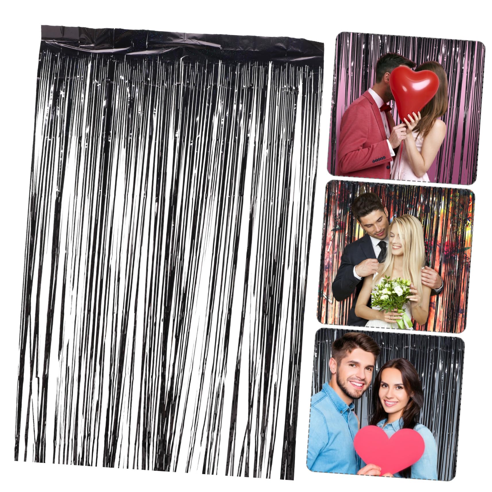 8 Piezas Cortinas de Flecos Negras para Fiestas de Decorativas para Cumpleaños con Material Pet Ligero y Resistente