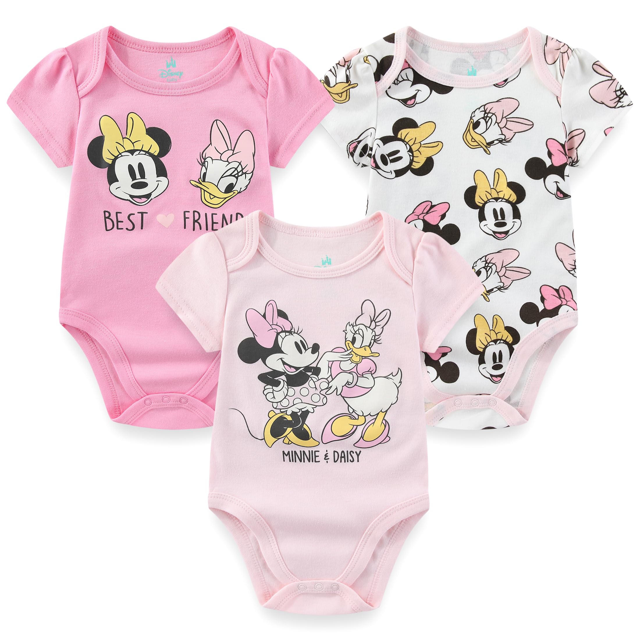 Disney Minnie Mouse Daisy Duck - Paquete de 3 mamelucos para niña