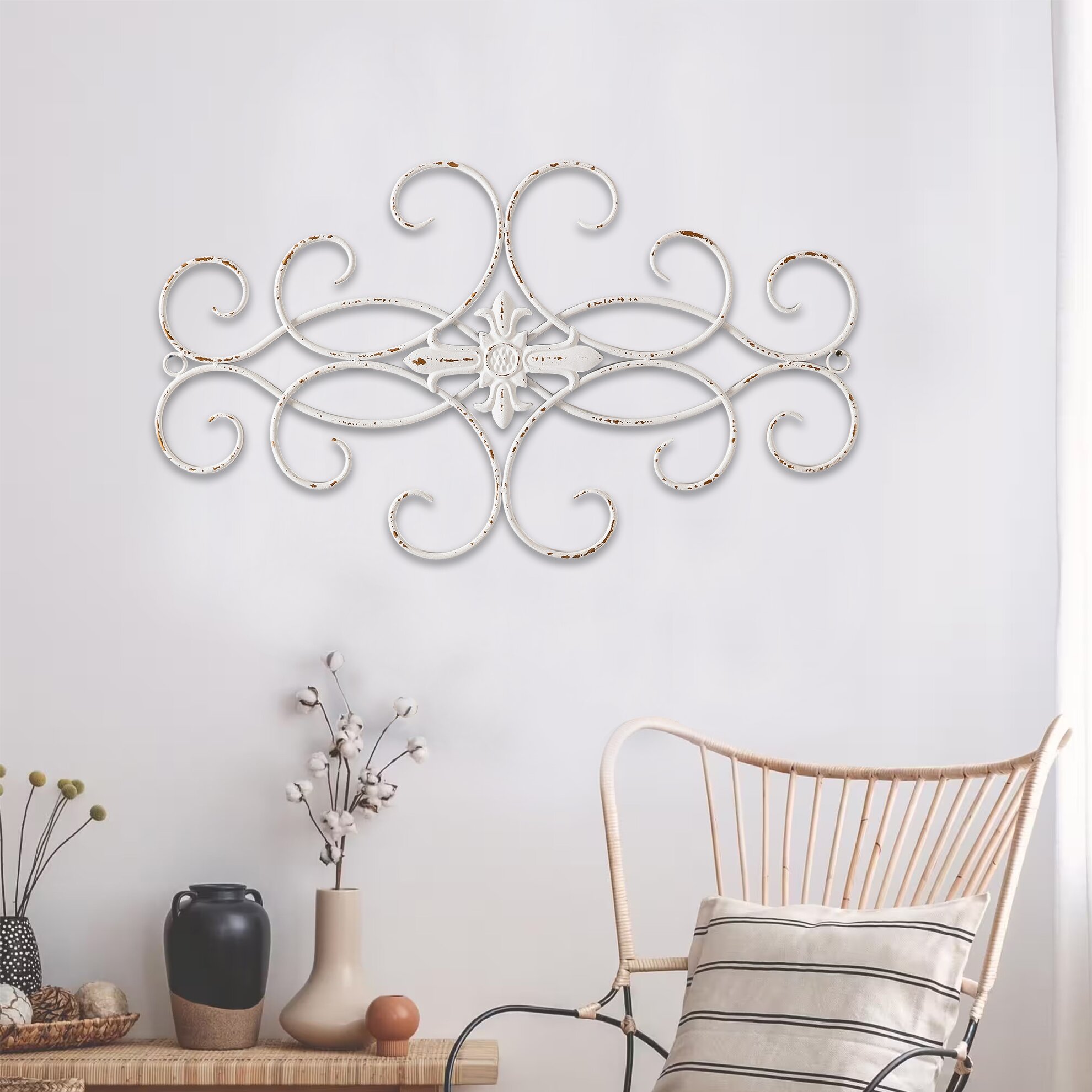 Amazon.com: Sintosin Vintage Large Distressed White Wrought Iron