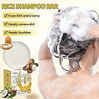 Vista 5 de 2 Pack Rice Water Shampoo Bar for Hair Growth,Deep Cleansing Rice Shampoo Bars,Solid Soap for Women and Mens,Reduce Breakage, Boosts Shine