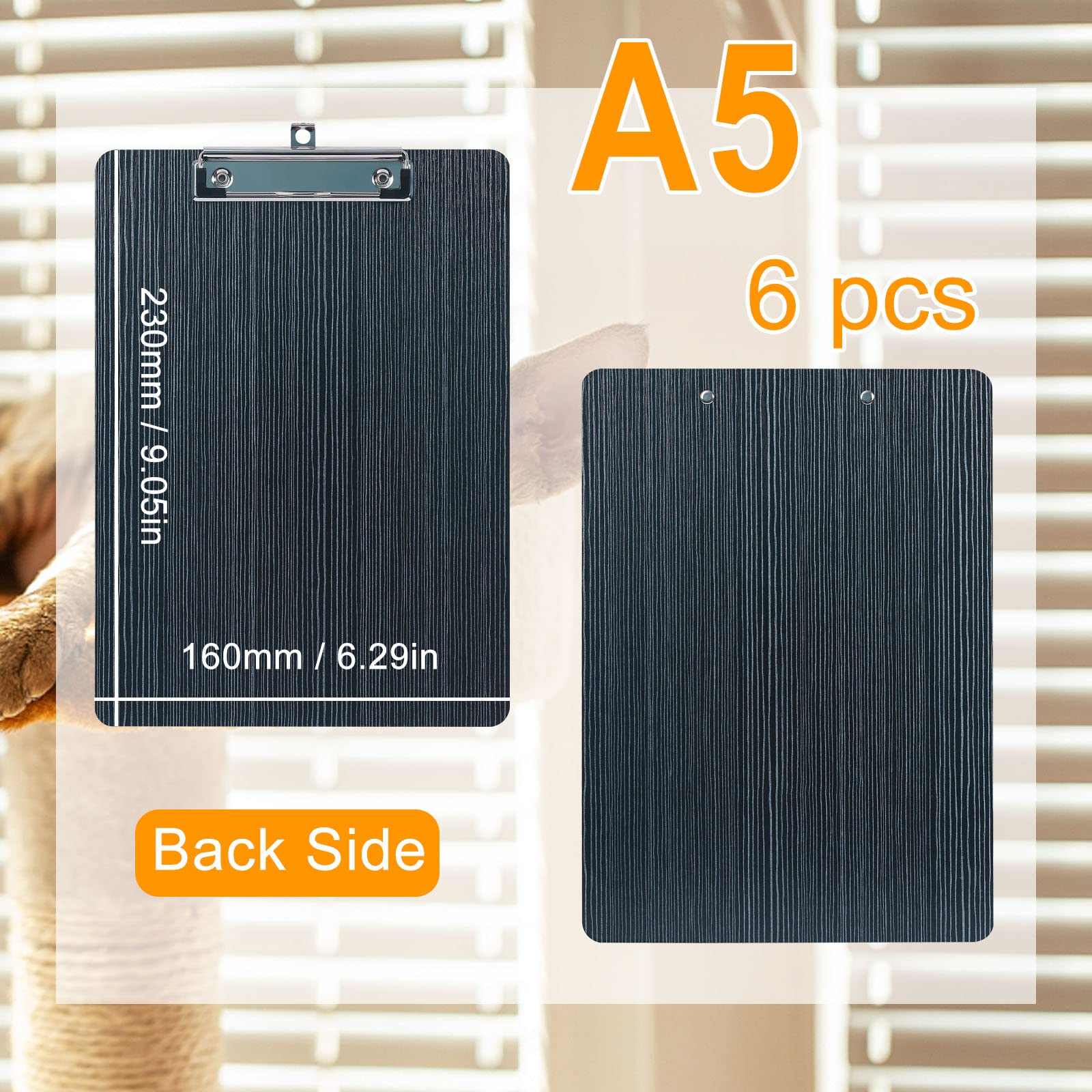6 Pièces En Bois Porte-bloc A5 Avec Pince, Très épais 4mm, Clip Planches Pour Papier D'écriture