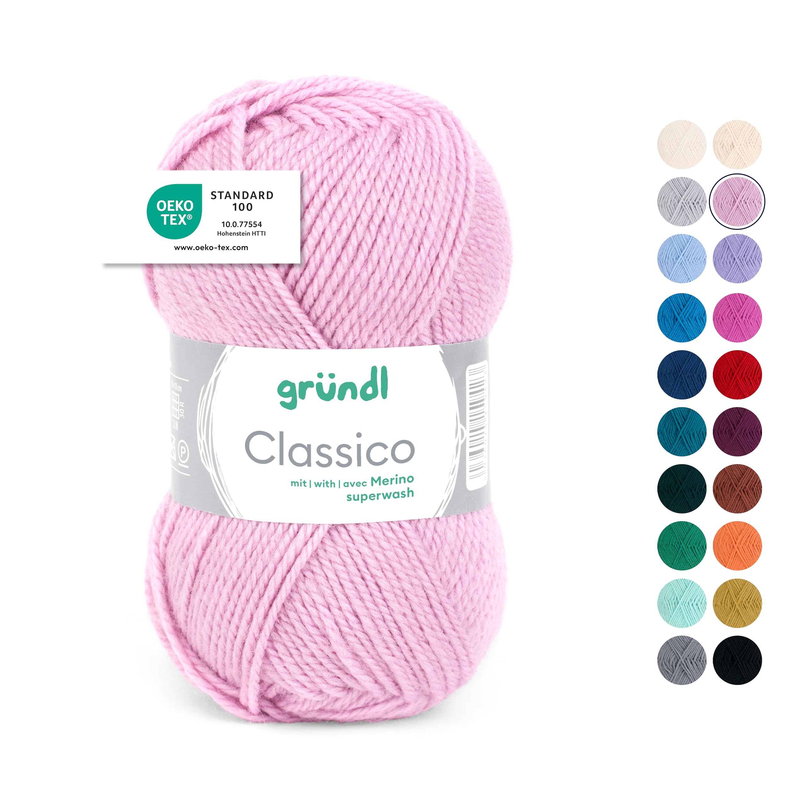 Lana Gründl Classico (filato per maglia/uncinetto certificato OEKO-TEX® in 50% pura lana vergine (merino superwash) e 50% poliacrilico, 50 g/120 m, ferri: 3,5-4,5, 10 gomitoli da 50 g), Rosa