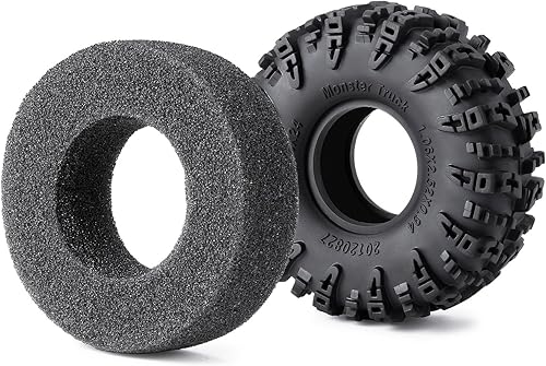 Miniatura 3 de Juego de 4 neumáticos de 1.0 pulgadas, neumáticos para terreno de barro de 2.520 x 0.945 in, de goma suave, compatibles con TRX4M AX24 Axial SCX24