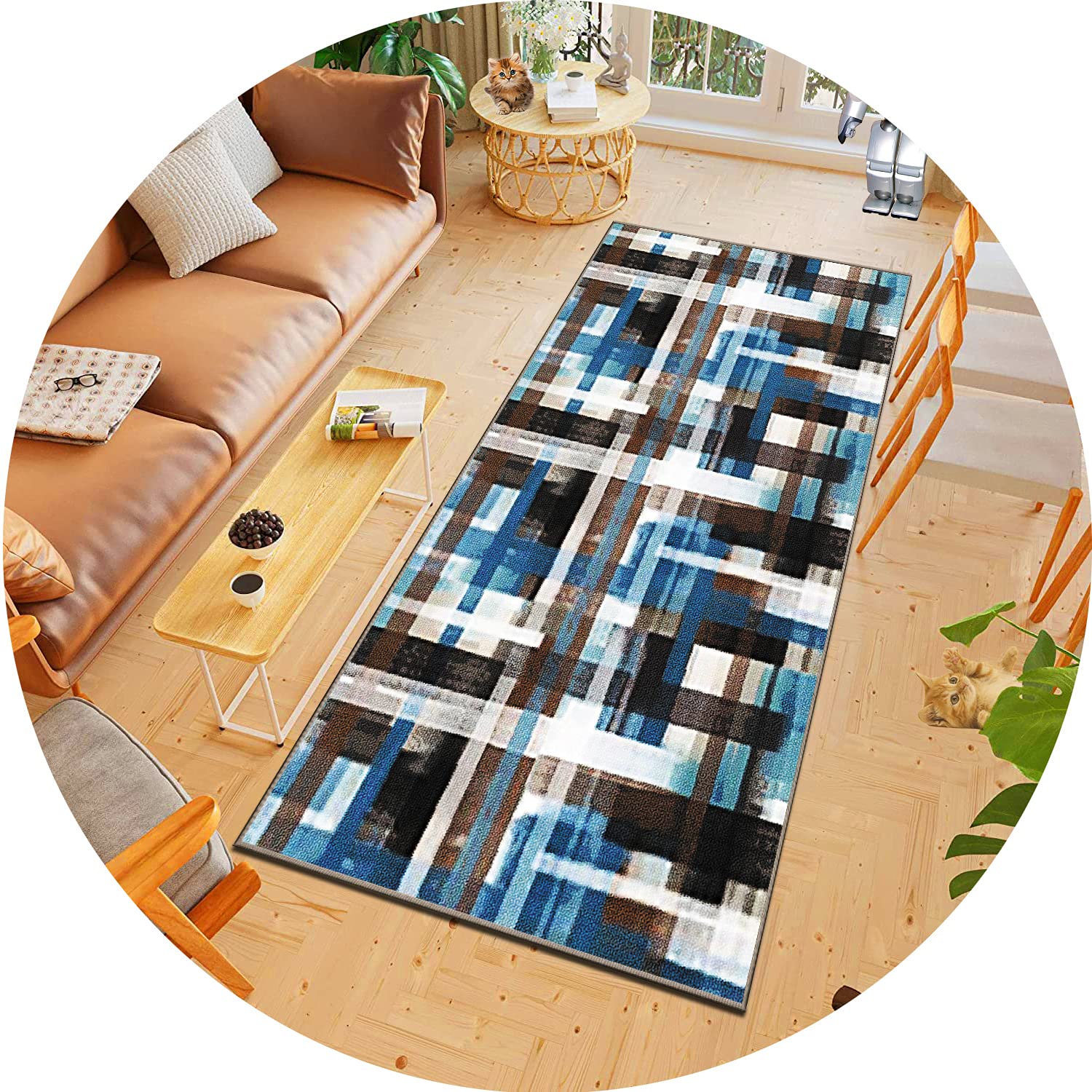 Dywaniki do chodnika, 90 x 220 cm, prostokątny dywan z akcentem, można prać w pralce, mikrofibra, miękki włochaty, do przedpokoju, wejścia, dywan podłogowy