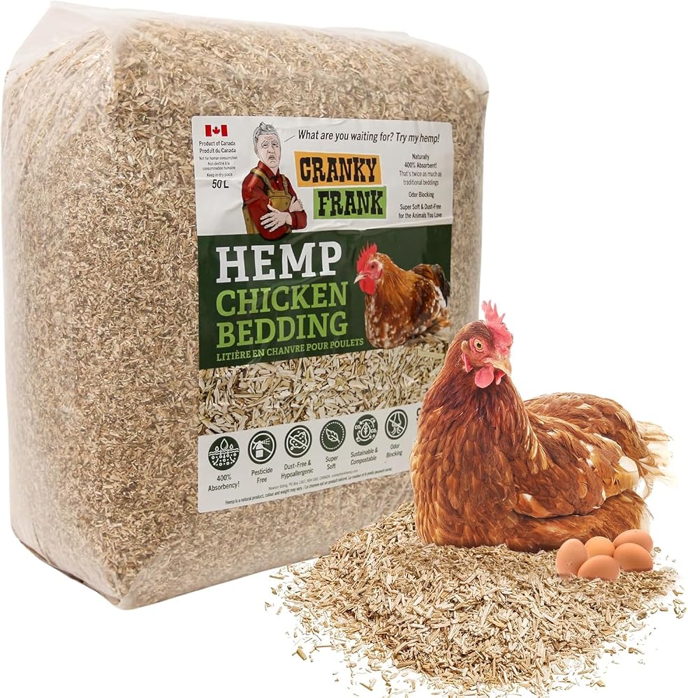 Cranky Frank Chicken Hemp Bedding - 75 Usable Liters, 20 LB - All Natural, Dust-Free, Bedding for Chickens and Pets - Super Absorbent — 사진 1
