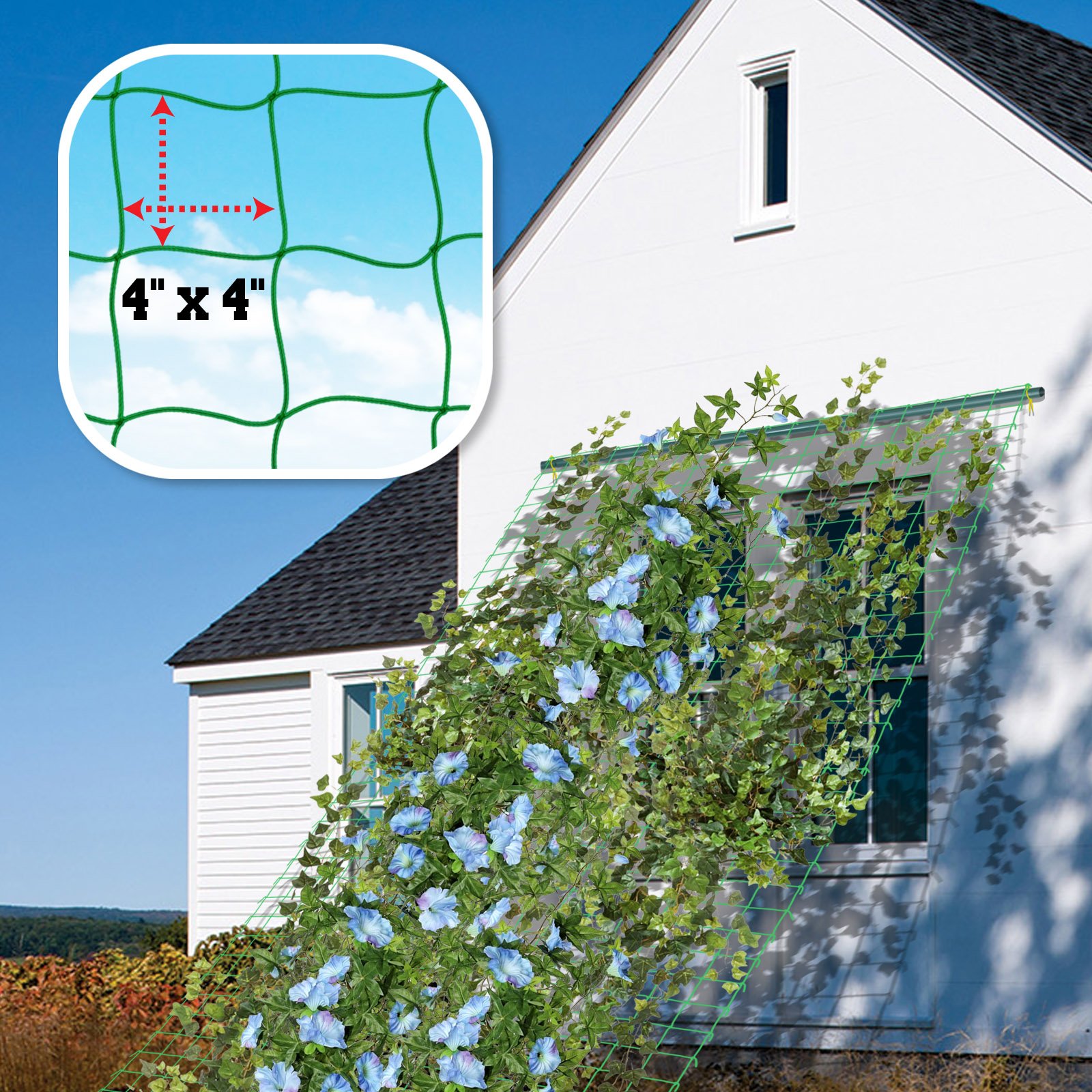 BenefitUSA Trellis Netting Plant Support for Climbing Plants Fruits Vine Vegetables Flowers and Veggie Garden Net (6.6' x 20')