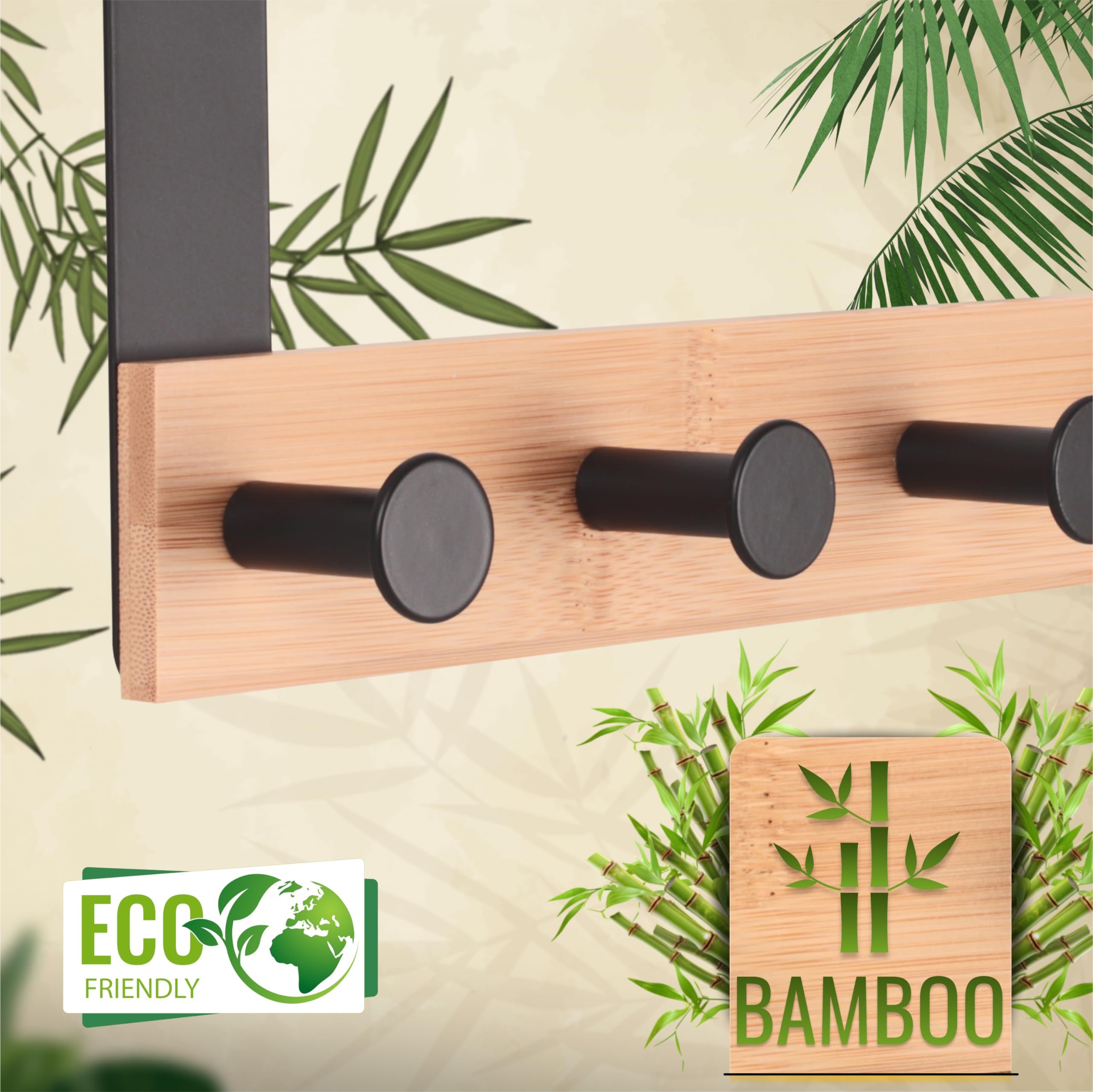 RICOO Door Hooks Hanger, Modern Over Door Hanger with 4 Hooks - Image 2