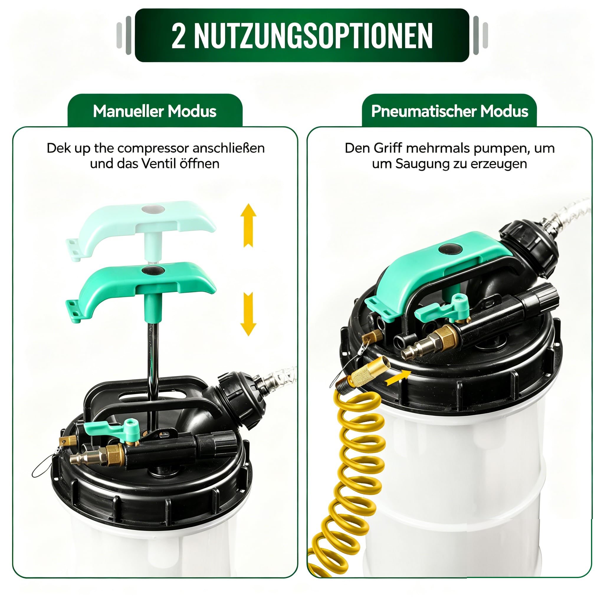 9.5L Pneumatische/manuelle Ölextraktorpumpe zum Ölwechsel, Flüssigkeitsabzug mit 5 Rohren und einem Bremsblutungsschlauch für Automobil