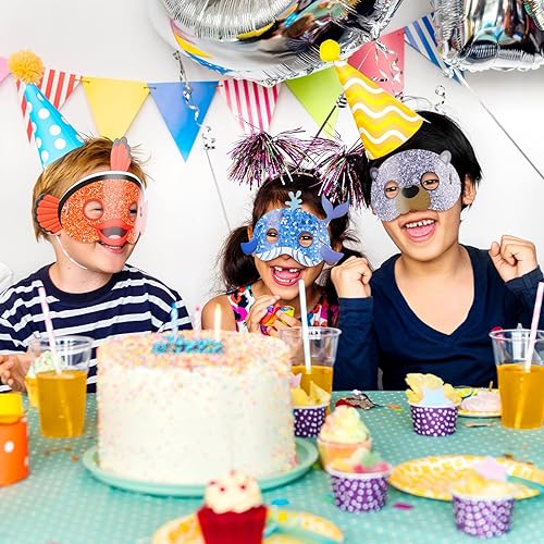 Miniatura 3 de Minatee 24 máscaras para niños bajo el mar, océano, animales, cumpleaños, divertidas máscaras para niños, suministros de fiesta bajo el mar, océano,