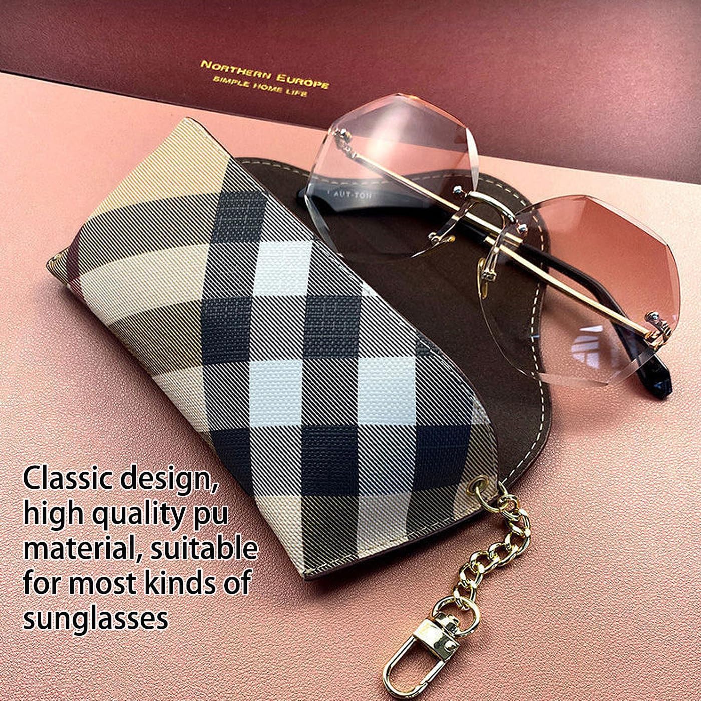 kytasryl Soft Leather Sunglasses Bag,Travel Sunglass Holder Eyeglass Case Portable Slim Sunglasses Pouch - Image 5