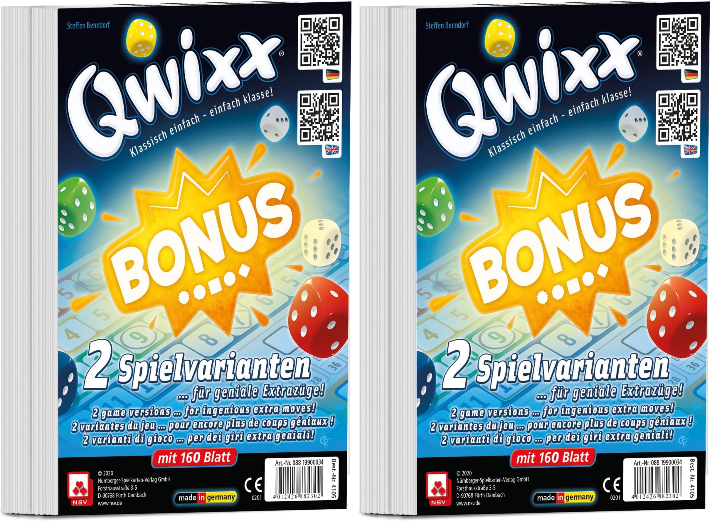 NSV - 4105 - QWIXX - Bonus - International - Zusatzblöcke 2er Set - Würfelspiel (Packung mit 2)