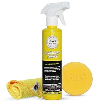 WAVEXCar Dashboard Shiner Polish, 350ml - Includes Microfiber Cloth and Foam Applicator