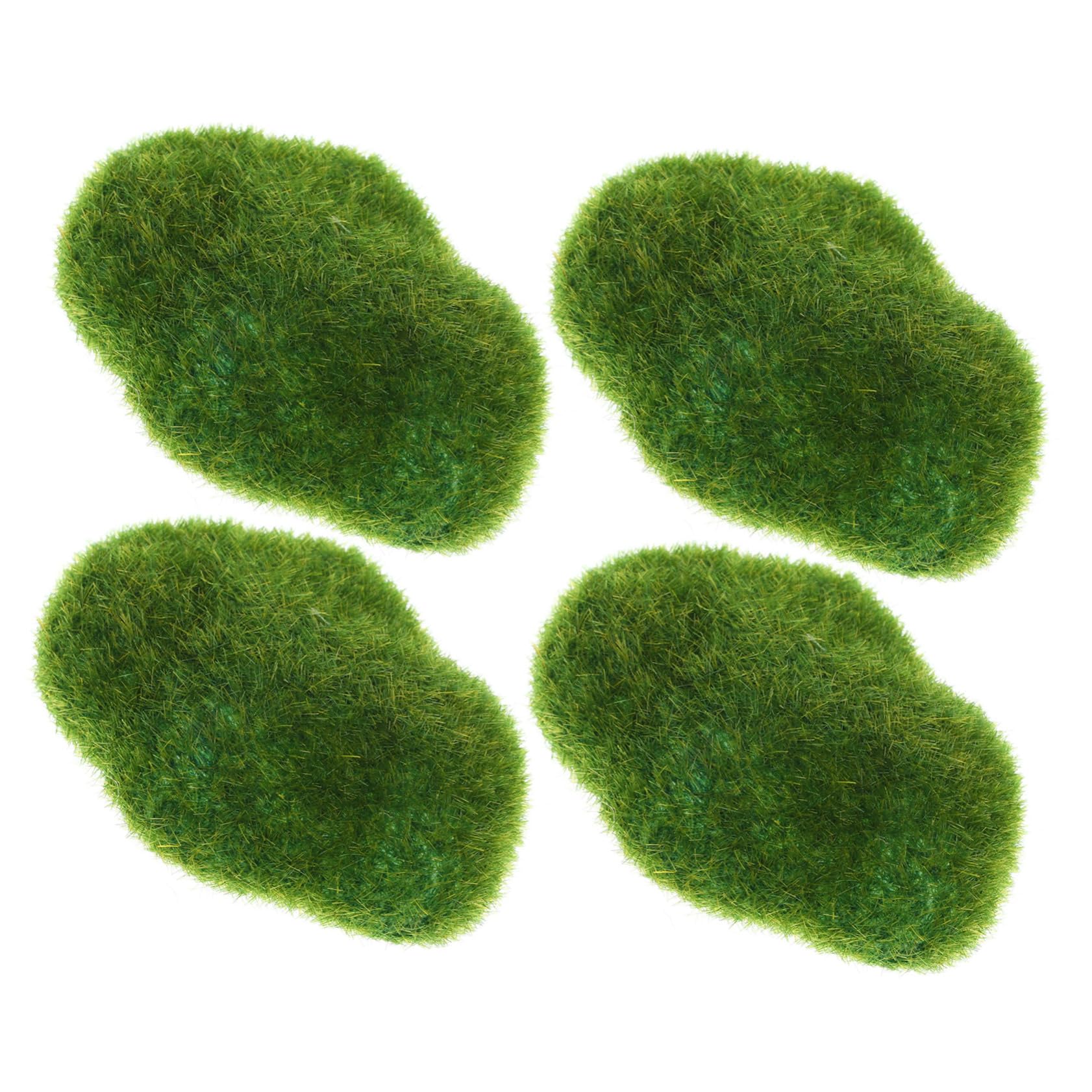 Operitacx Rtificial Moss Rocks Decorative Set 4 Pcs Faux Moss Stones for Indoor/Outdoor Garden DIY Micro Landscape Moss Dec