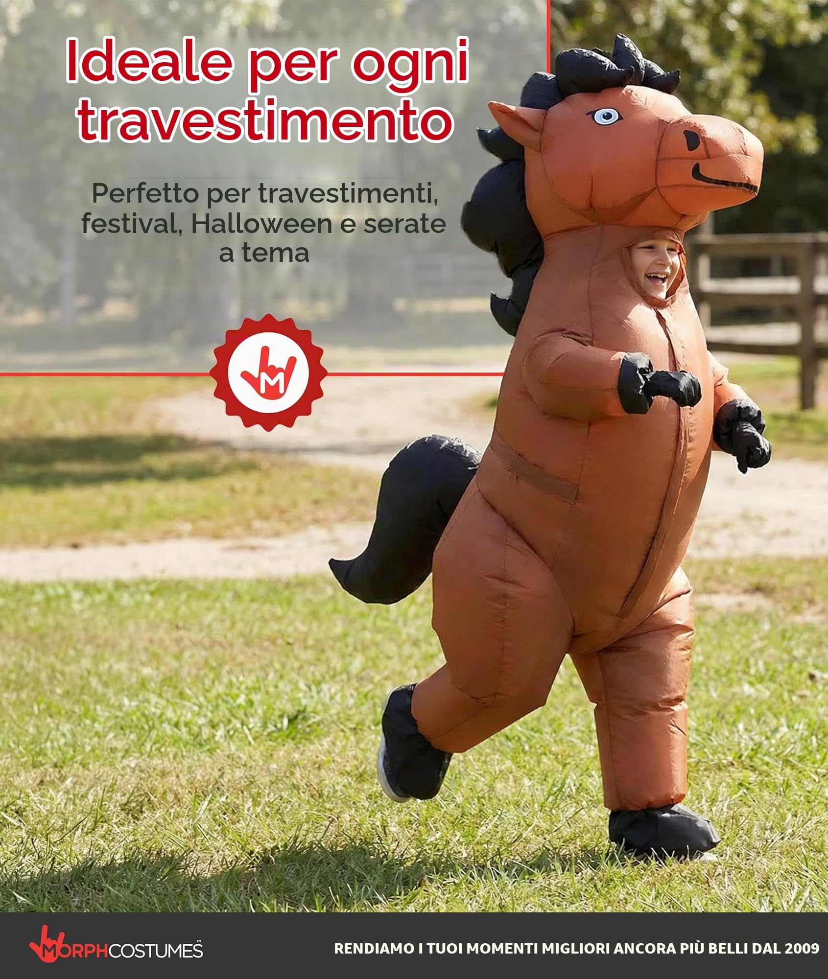 Morph Prancing Horse Costume Gonfiabile Cavallo Bambino, Costume Carnevale Halloween Cavallo Gonfiabile