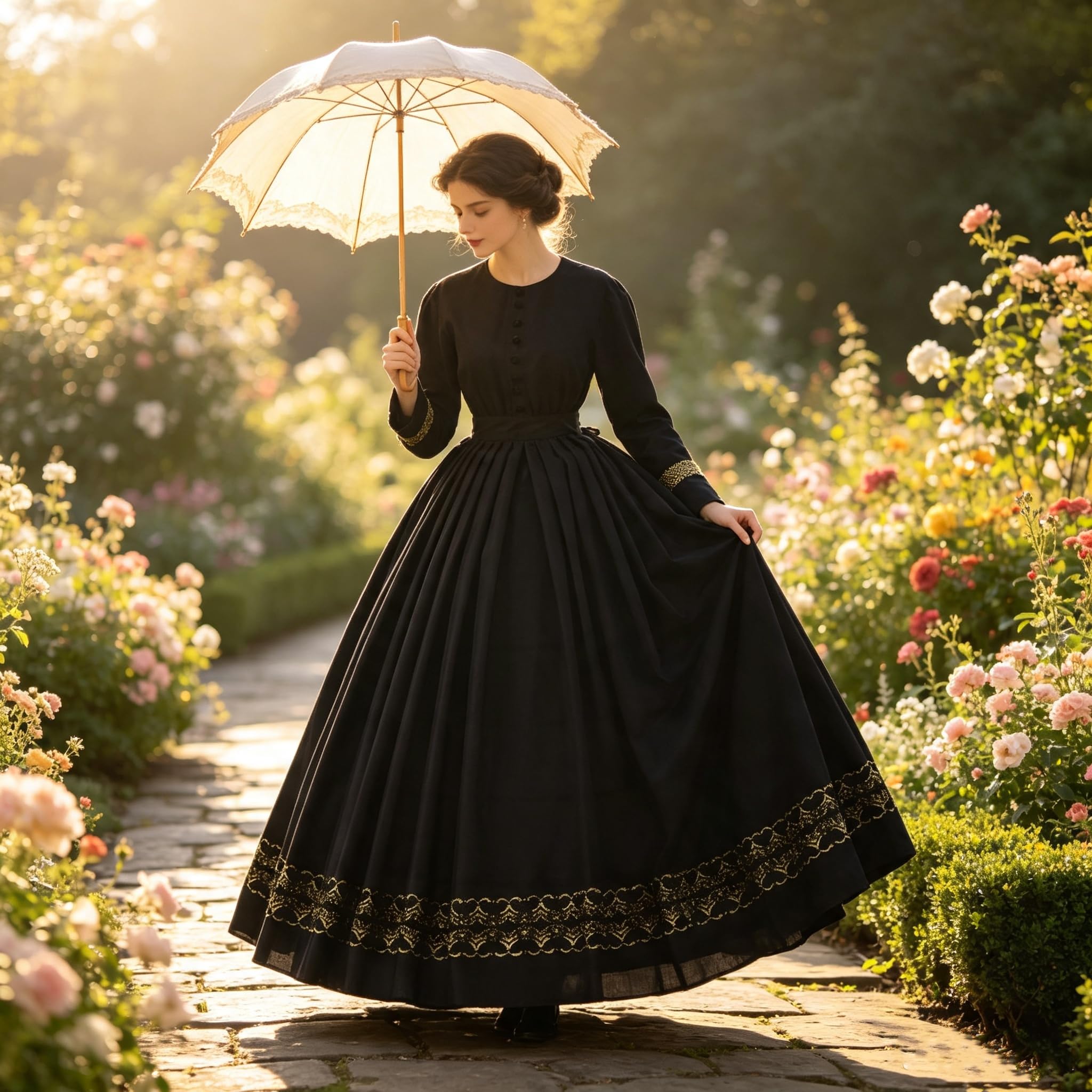 GRACEART Medievale 1860 Femme Renaissance Robe Victorienne Robe Gothique Longue Deguisement MéDieval Cosplay Medieval Vintage Jupe Retro Robe