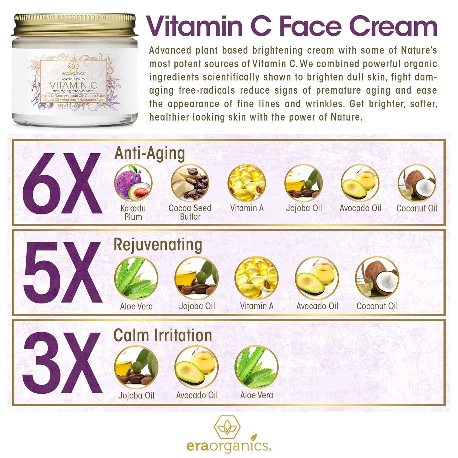 Buy Era Organics Vitamin C Face Cream Super Revitalizing Hyaluronic