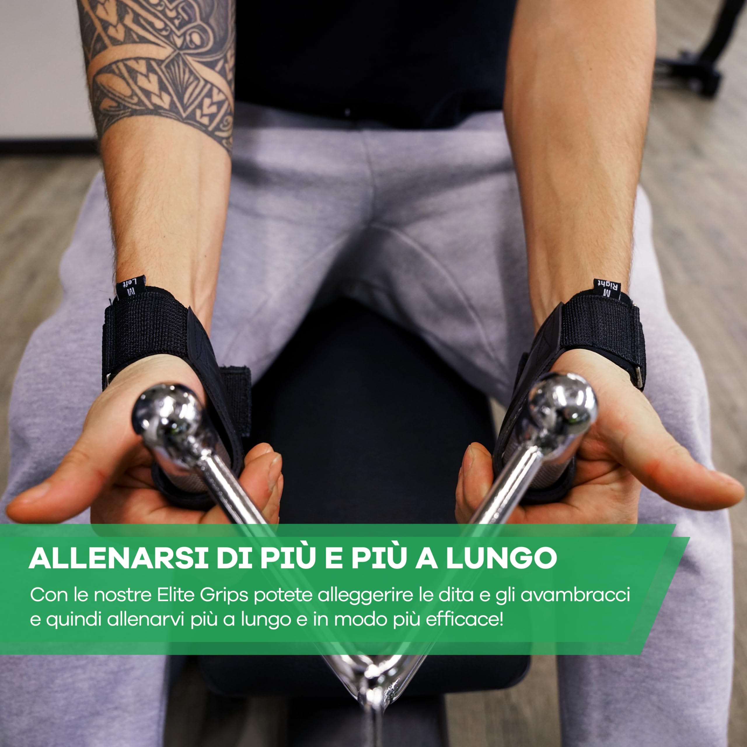 Netrox NetroxSports - Elite Grips Lifting Straps - Vera Pelle - Cinghie Palestra con Wrist wraps - Per pesi molto elevati - Sollevamento Pesi - Reverse Grip, Straps Bodybuilding, Gym Strap