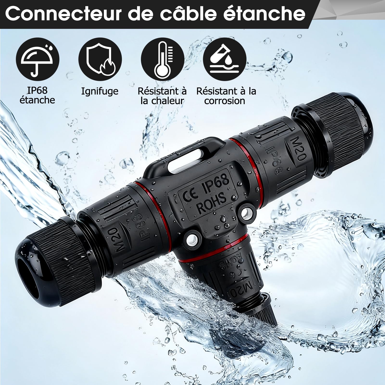 5 Pièces Connecteur Electrique Etanche IP68, 3 Fils Connecteur Etanche, Connecteurs de Câble Enterré Étanches, Forme de T, Pour Diamètre de Câble Ø3-12 Mm