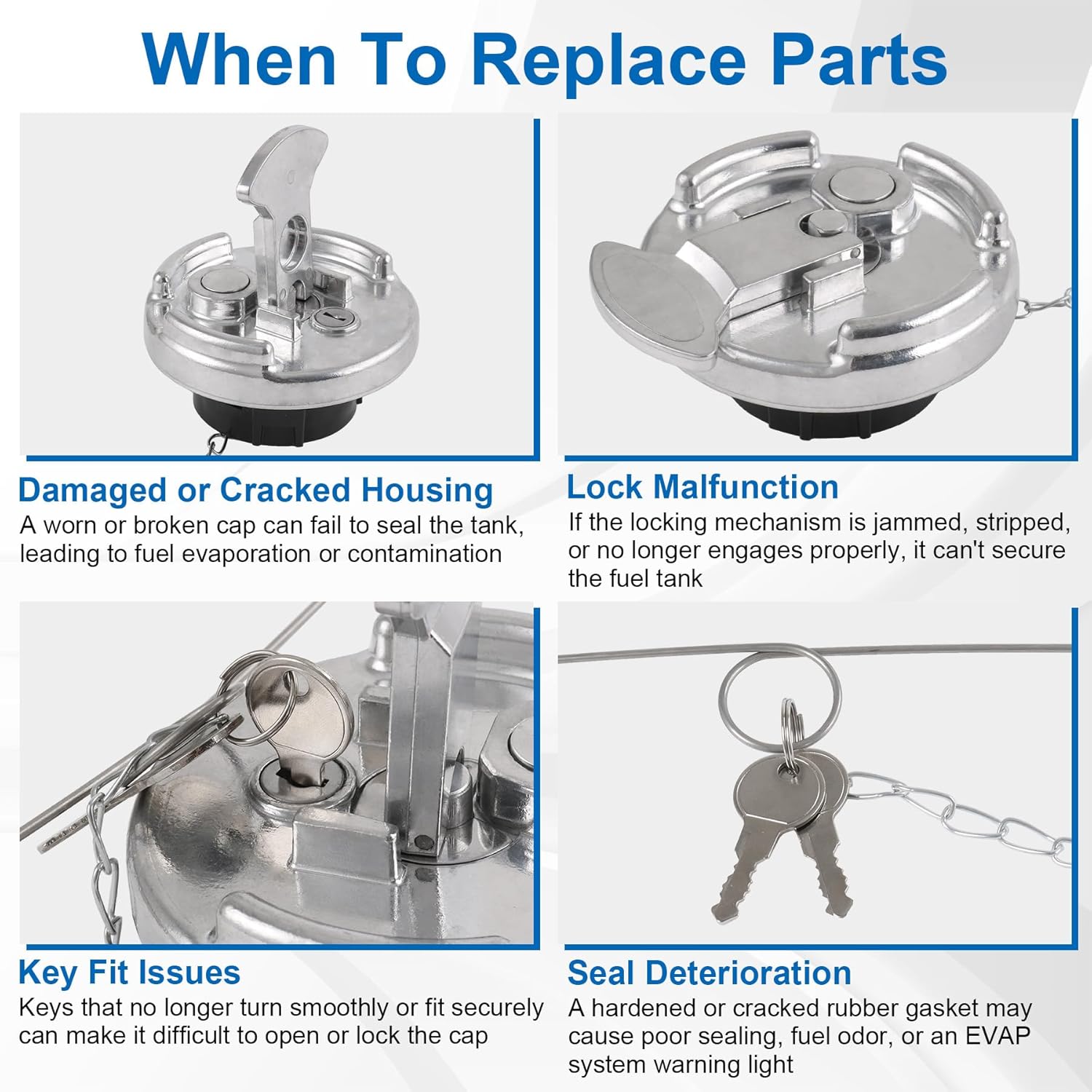 2Pcs 11-04859-100 4" Locking Diesel Fuel Cap w/2 Key Compatible with 1972-2017 Peterbilt 330 379 389 579 587 Trucks Replace 11-04859-200 572.1015 600212 Lever-Style Aluminum Fuel Tank Cap Lock Gas Cap