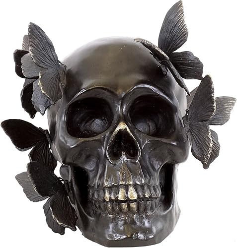 Kunst & Ambiente - Arte Contemporáneo - Cráneo de Bronce con Mariposas - Firmado Martin Klein - Esculturas para la Venta - Estatuas de Bronce -