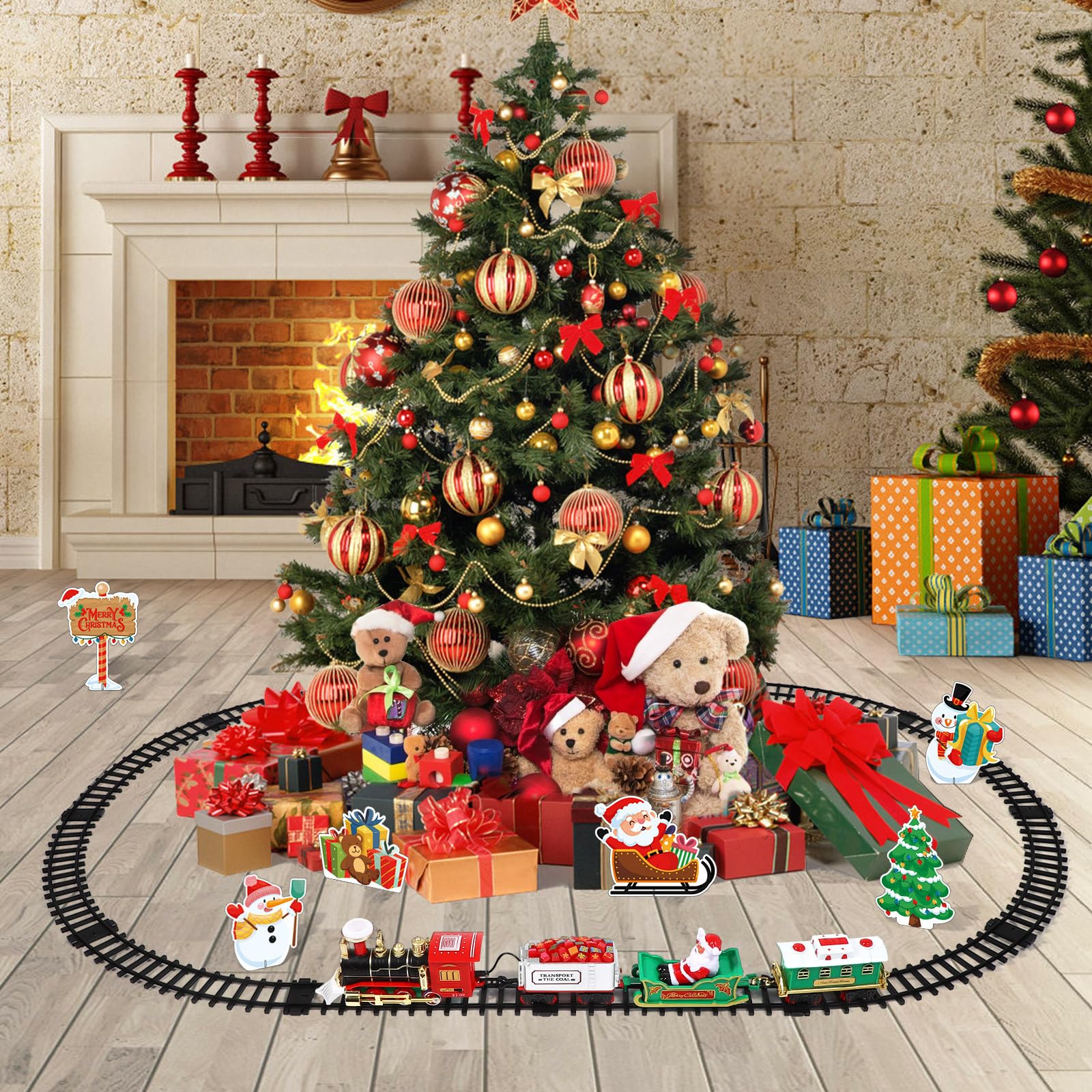 BESPORTBLE Set di Trenino Elettrico di Natale con Suoni, Luci E Binari - Regalo di Natale per Bambini da Mettere Sotto L'albero