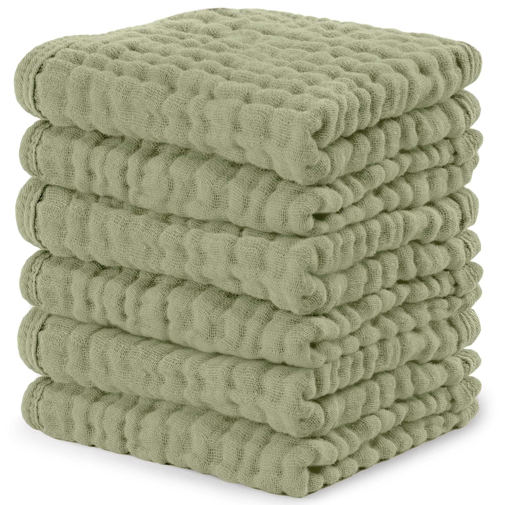 Comfy Cubs Muslin Burp Cloths 50 x 25 cm, Pack of 10 - Large 6-Layer Ultra-Absorbent 100% Cotton for Babies Drool & Messes - Safe & Gentle Baby Burp Cloth Set for Boys & Girls - White — view 44