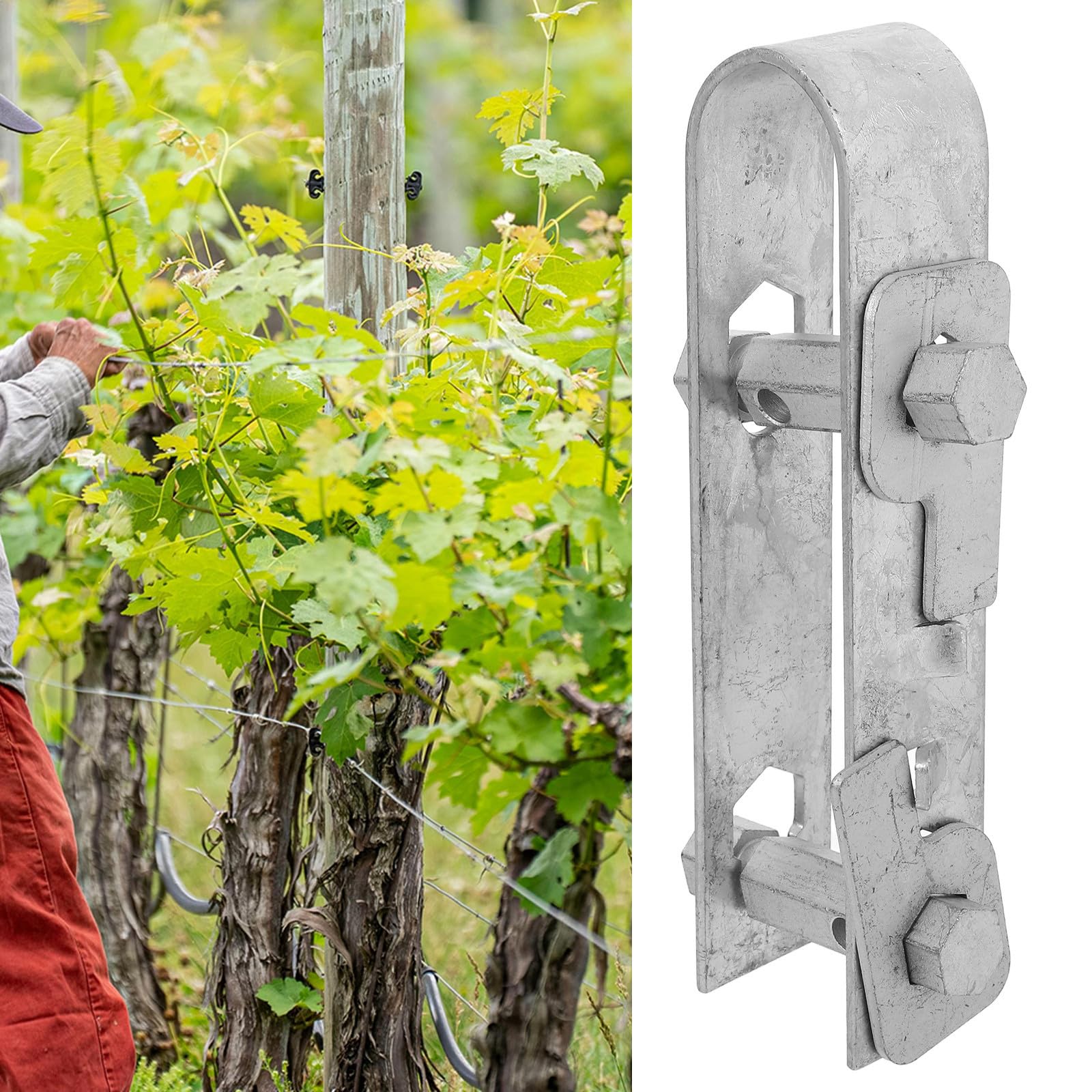 Tenditore Versatile Filo Doppio di Recinzione Ferro in Asse e Zincato, Strumento Facile Installare in Cemento da Recinzioni da Serra Agricola e Pali