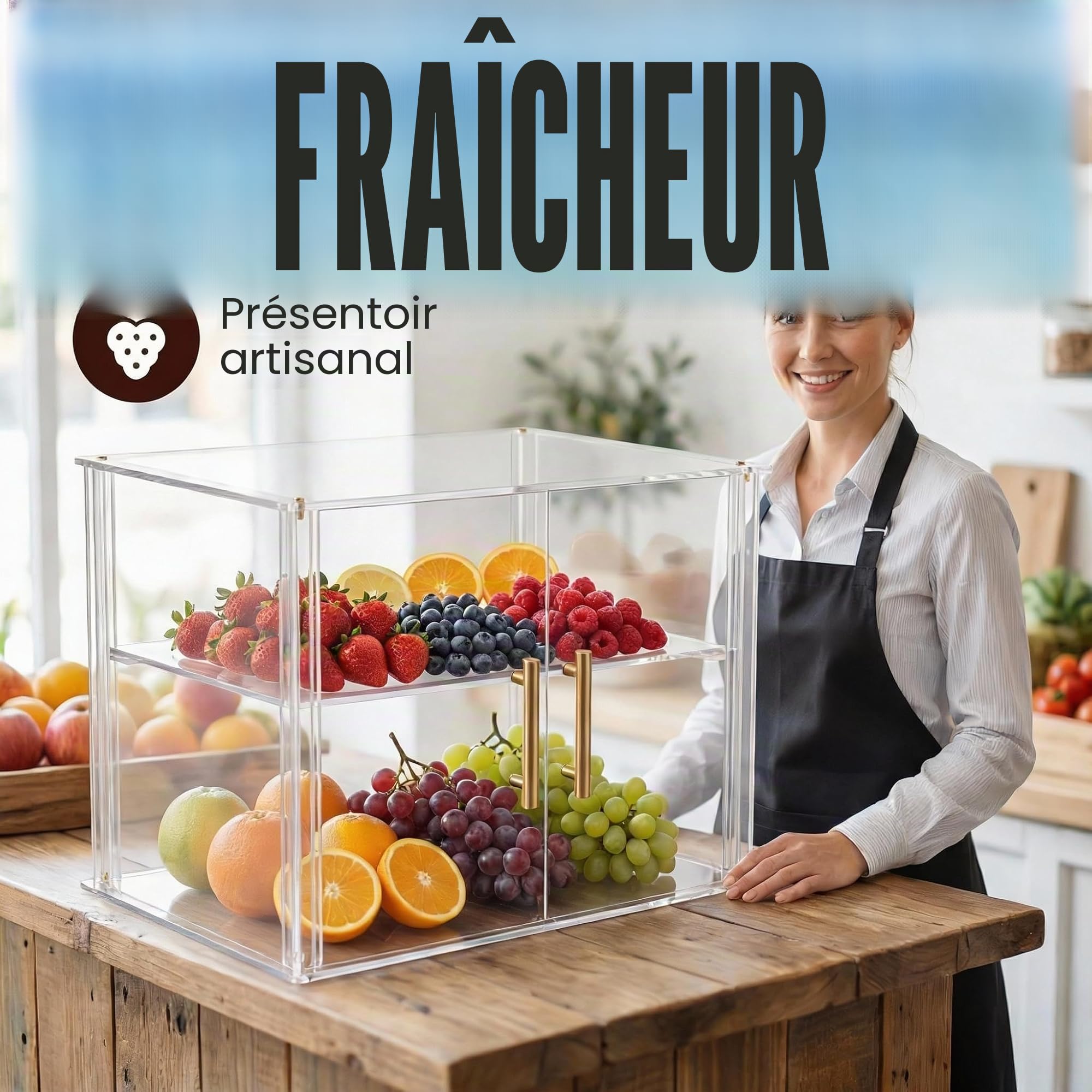 Vitrine de boulangerie à 2 niveaux avec porte magnétique, vitrine en acrylique transparent pour comptoir de cuisine, présentoir à pâtisserie, garde au frais pour beignets, bagels, gâteaux