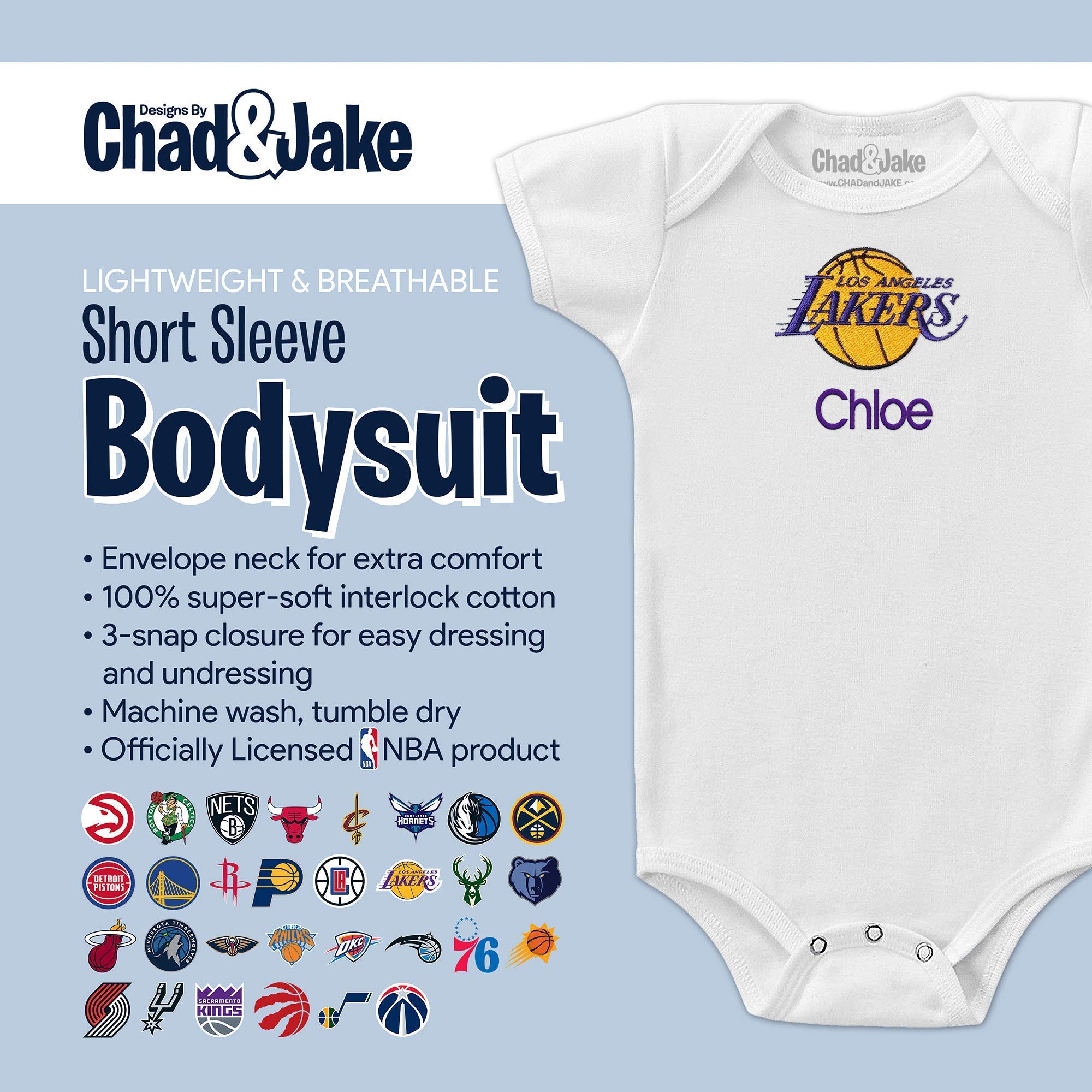 Milwaukee Bucks Custom Baby Onesie - Personalized Baby Name Embroidery & Official NBA Team Logo, Envelope Neck, Cotton, Double-Stitched, Supersoft, NBA Baby Bodysuit (Black, 12-18 months)