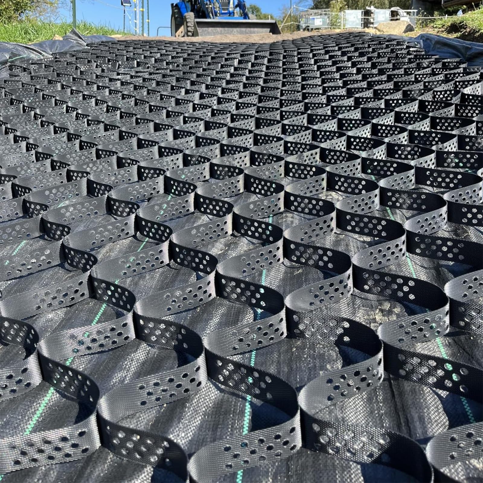 RENLXFI Geogrid Retaining Wall Mesh, 5cm Depth Steep Hill/Slope Honeycomb Ground Grid for Shoulder Highway, Polyethylene Permeable Stabilizer Dirt Storage Locker(2m x 6m (6.5ft x 20ft))