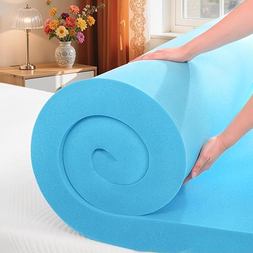 SyMax Cubrecolchón King de espuma viscoelástica con infusión de gel, protector de colchón suave para cama, sofá, caravana, certificado CertiPUR-US,