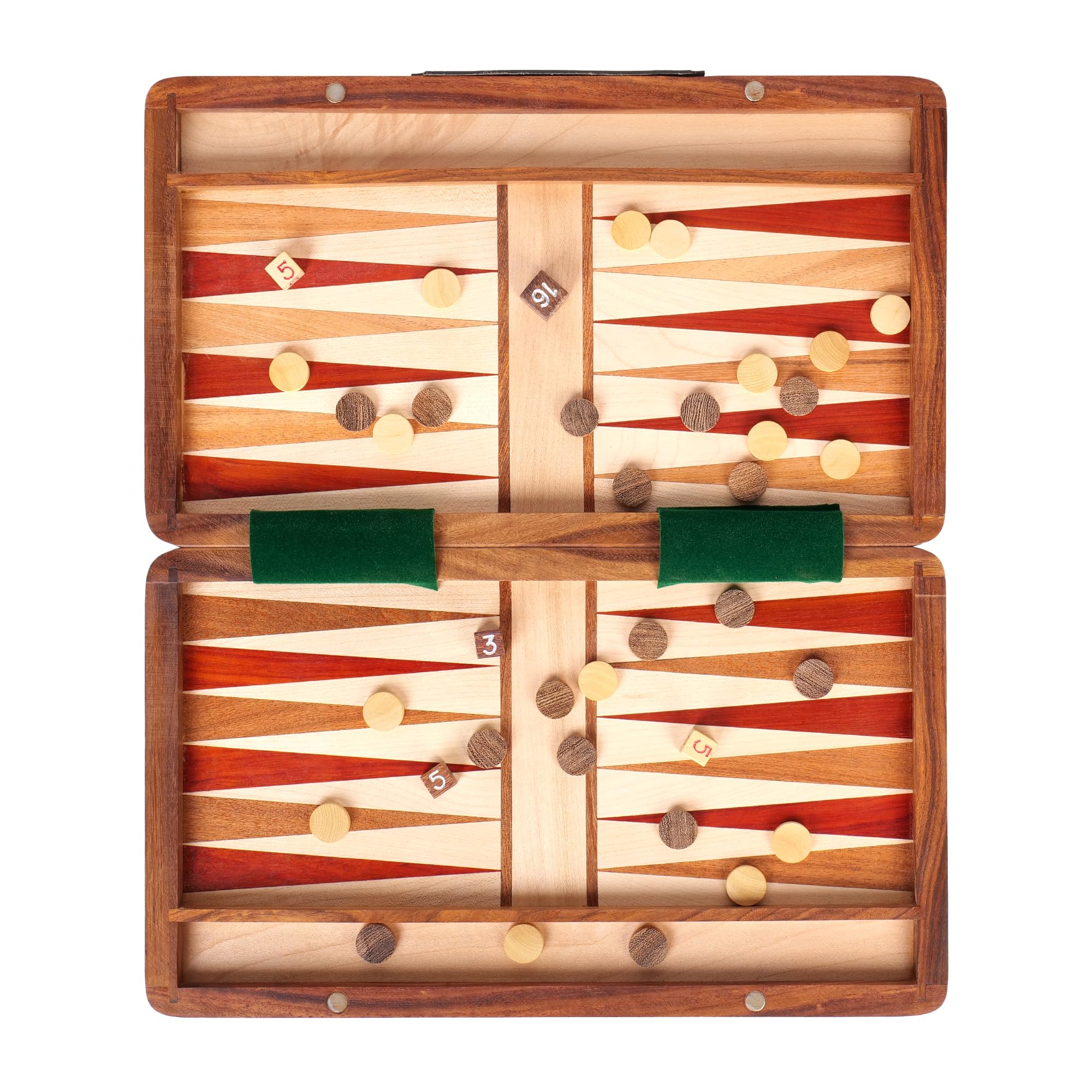 Ensemble de backgammon personnalisé de 40,6 cm fait à la main – Planche en bois de style tavli grec avec dames et dés uniques – Jeu de stratégie personnalisé pour adultes – Ensemble de voyage portable