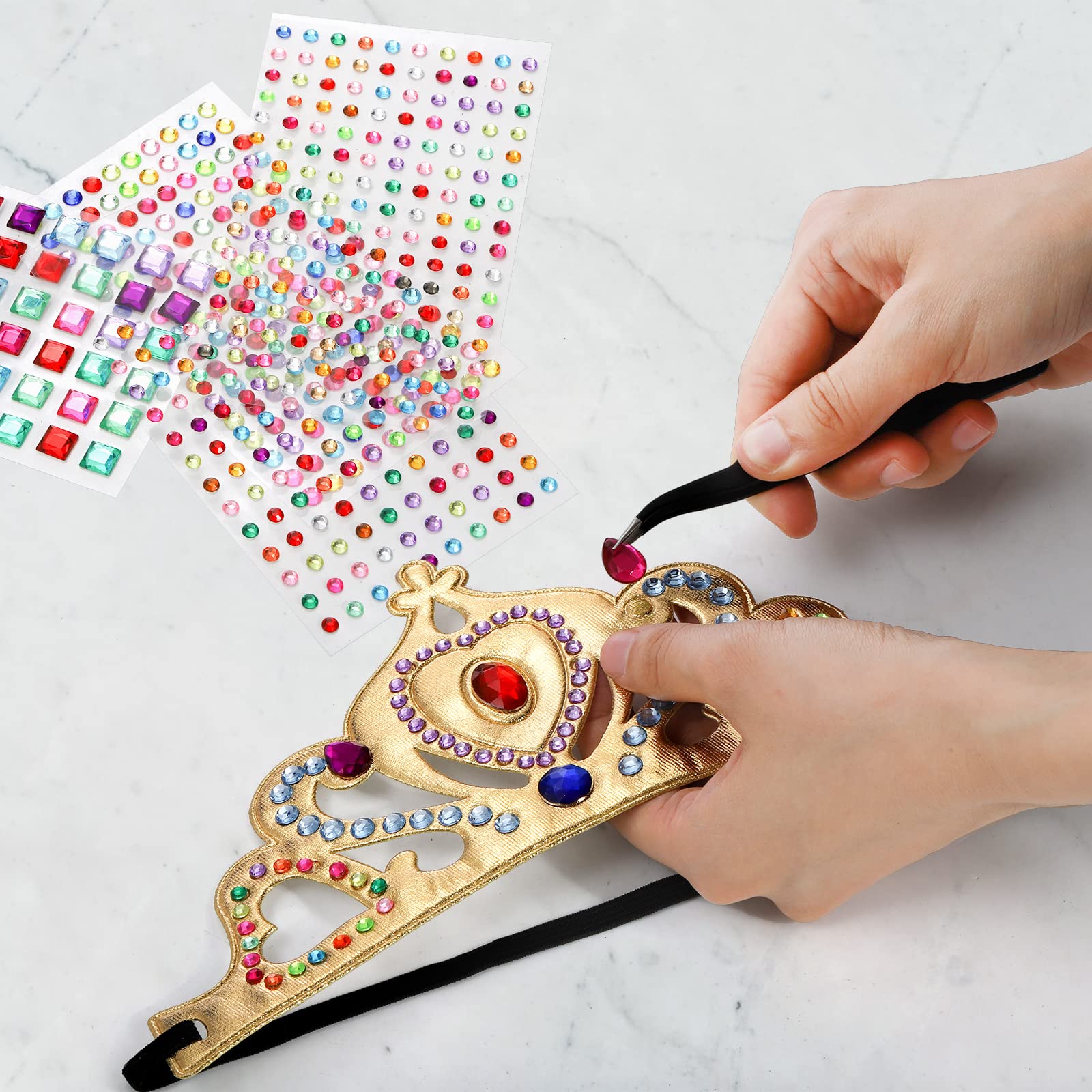 Okllen Lot de 31 diadèmes et couronnes en mousse autocollantes pour enfants, fabriquez vos propres accessoires avec diamants