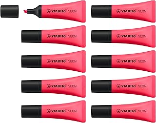 STABILO Marcador fluorescente NEON - Caja con 10 unidades color rosa